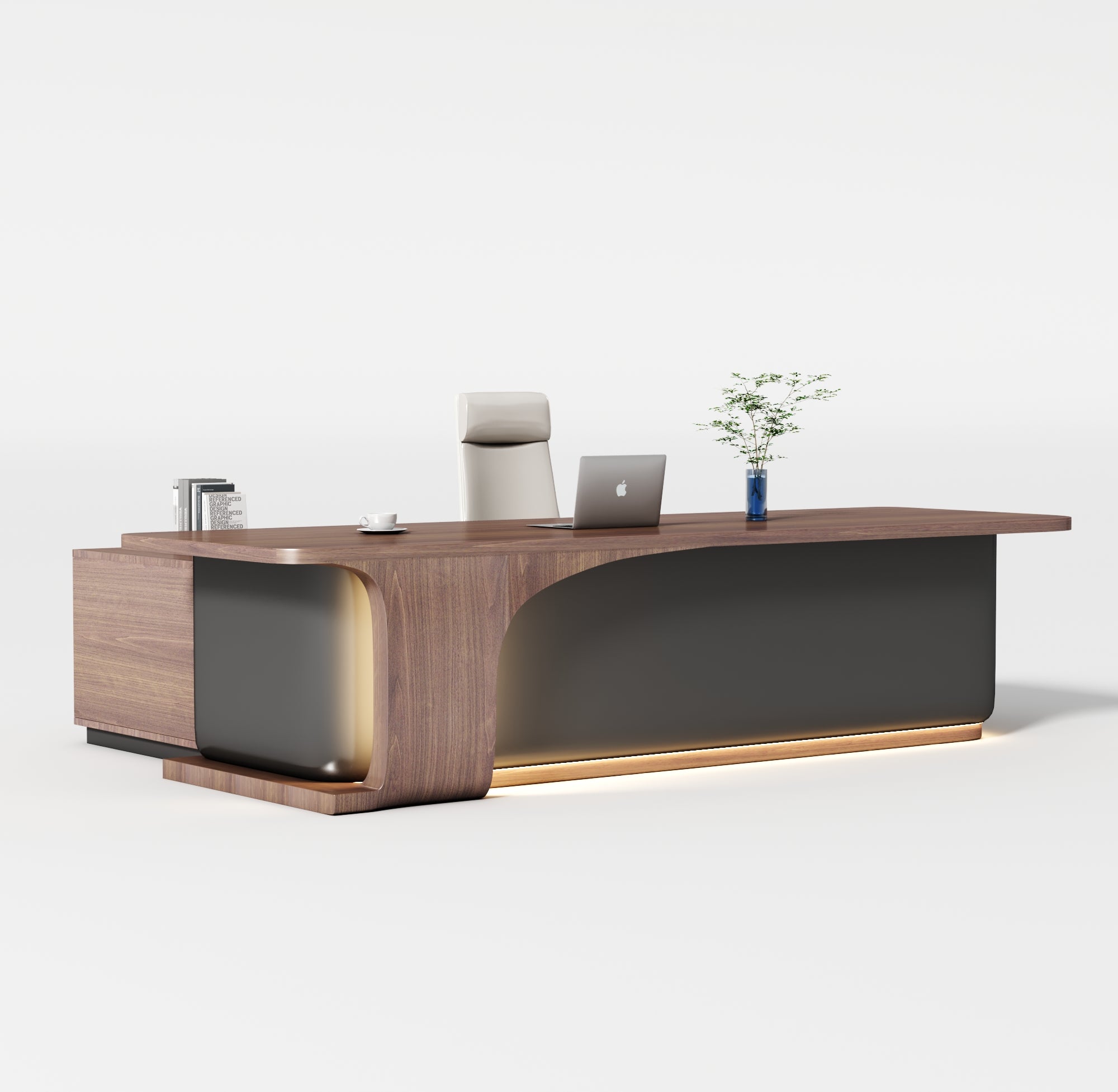 Saintcy Architectural Executive Desk with Sculpted Base & Monolithic Presence