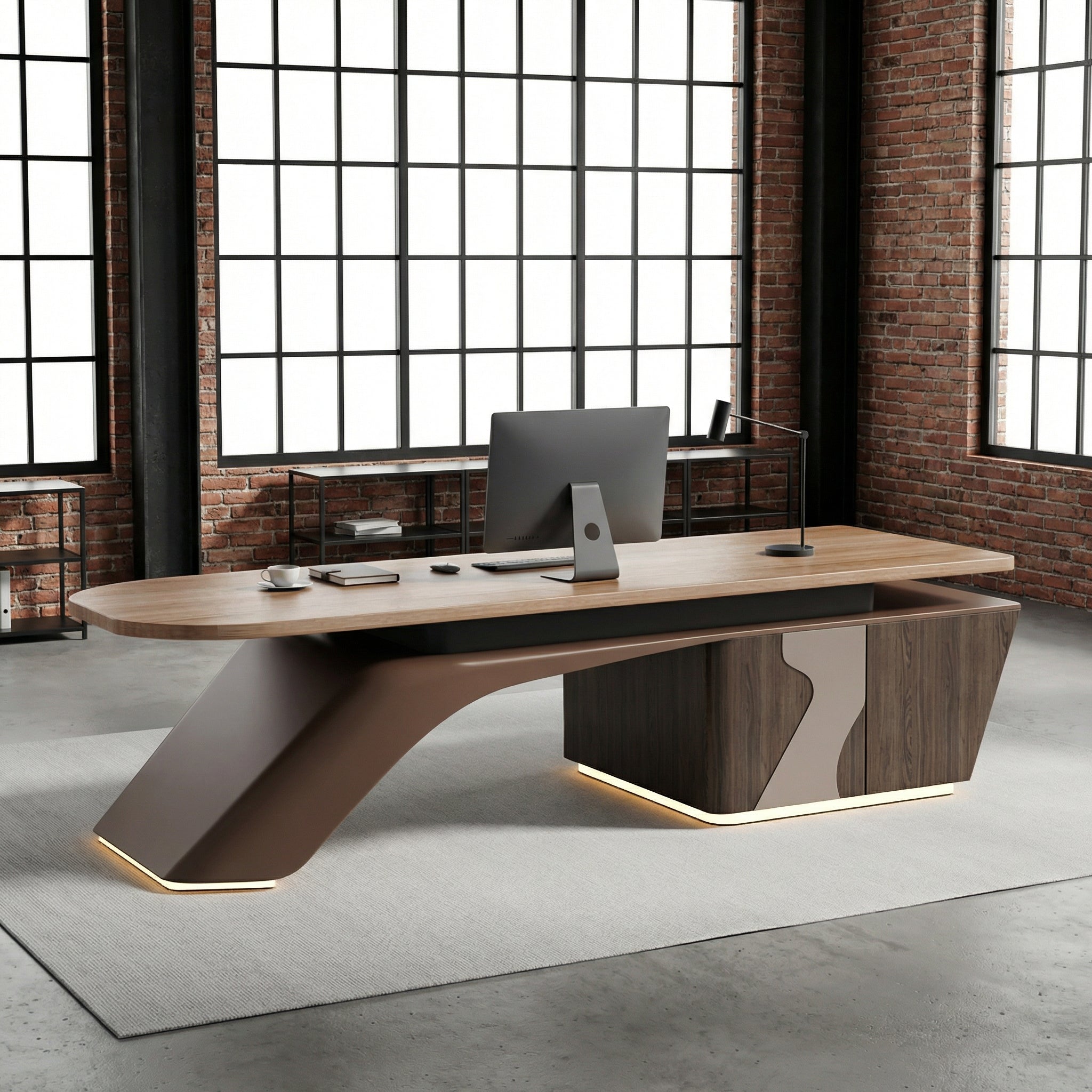 Saintcy Sculptural Executive Desk with Integrated Storage Base & Architectural Form | 2800 × 1000 mm