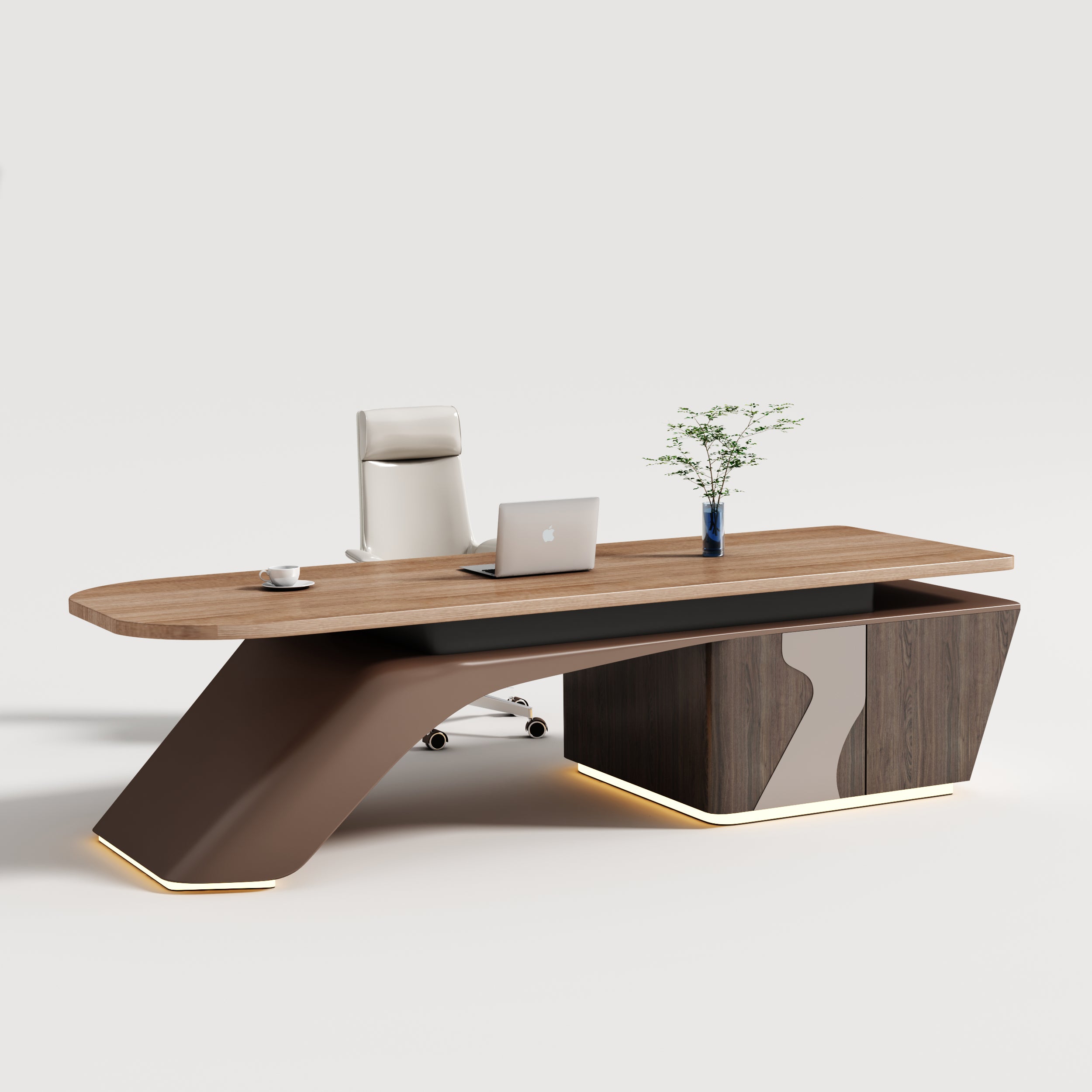 Saintcy Sculptural Executive Desk with Integrated Storage Base & Architectural Form | 2800 × 1000 mm