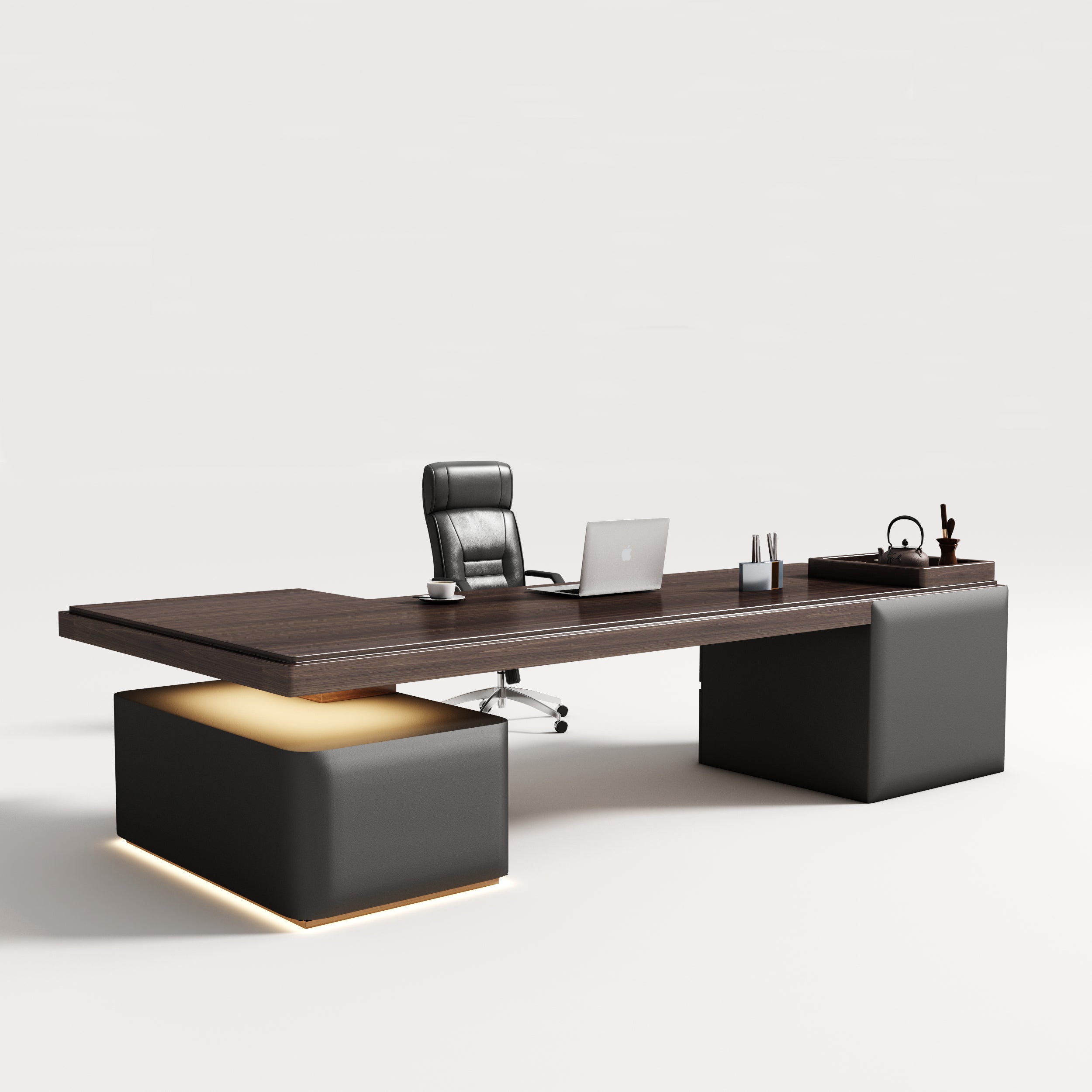 Saintcy Minimalist Executive Desk with Floating Structure & Integrated Side Bases