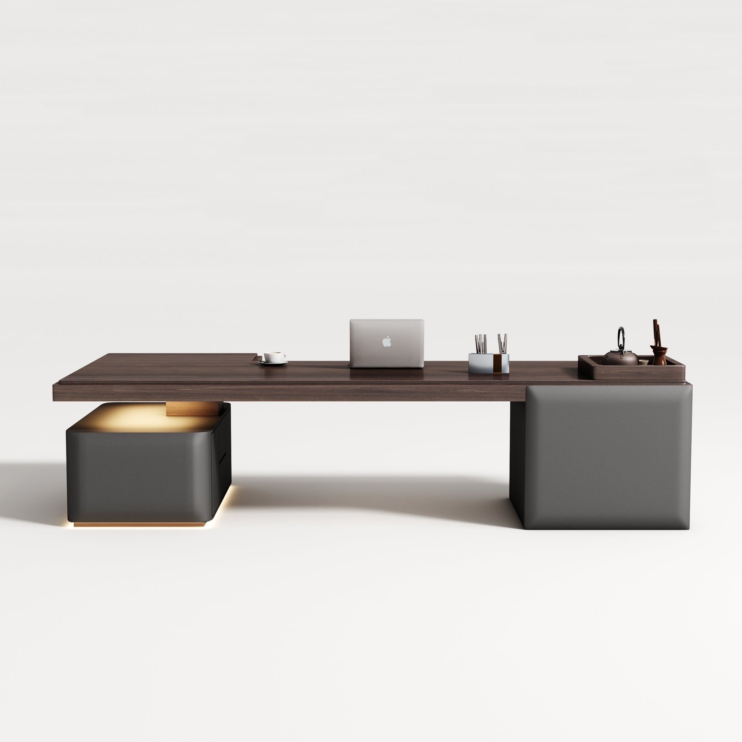 Saintcy Minimalist Executive Desk with Floating Structure & Integrated Side Bases