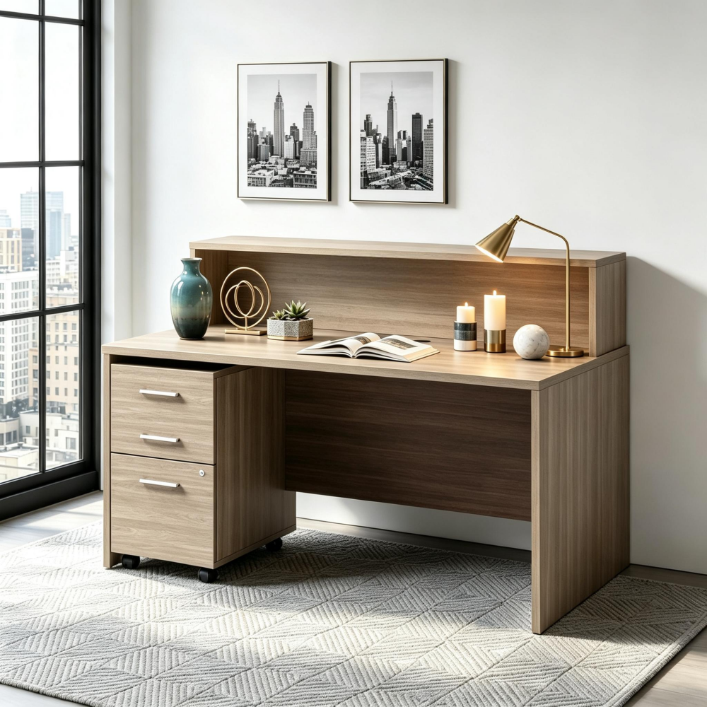 Saintcy Reception Desk with Mobile Pedestal