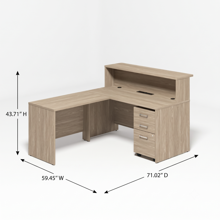 Saintcy L-Shaped Reception Desk with Mobile Pedestal