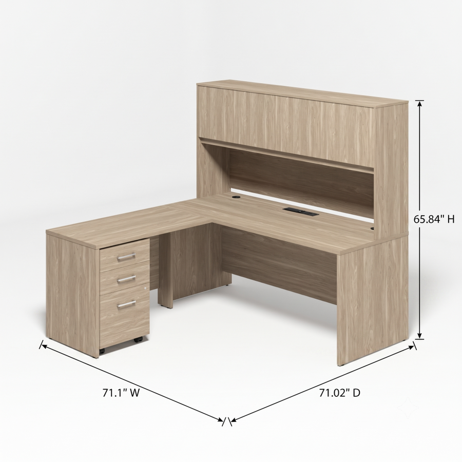Saintcy Linear Executive L-Desk with Hutch