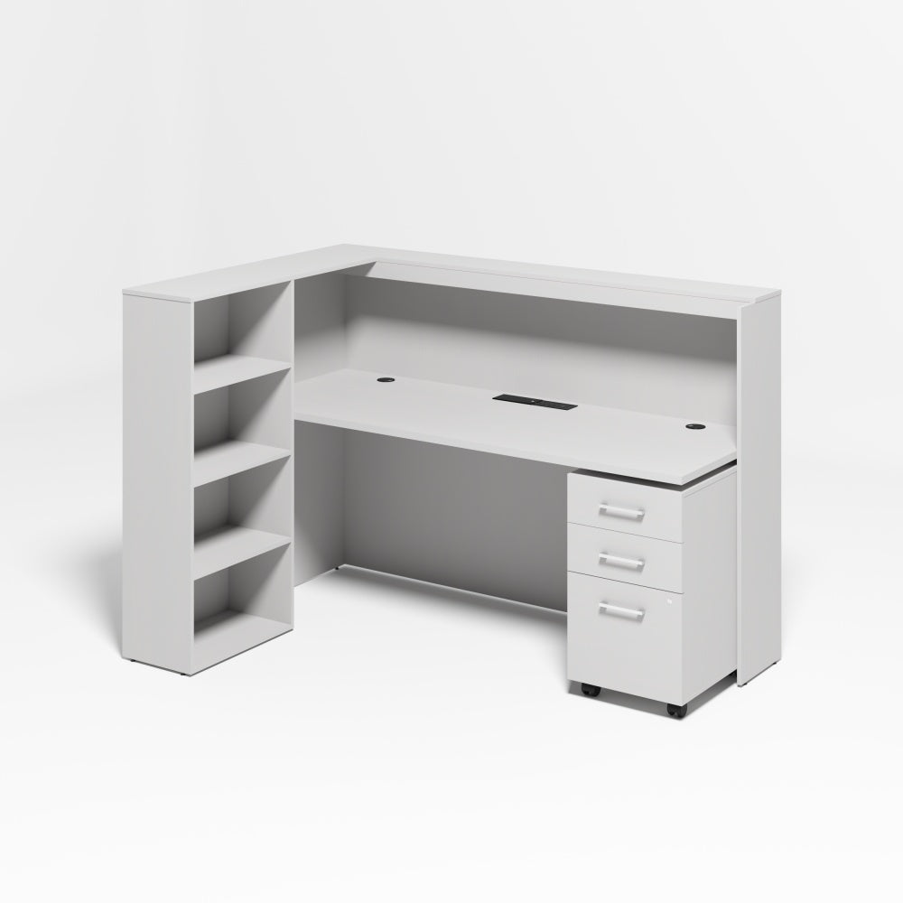 Saintcy Modern L-Shaped Reception Desk with Shelving