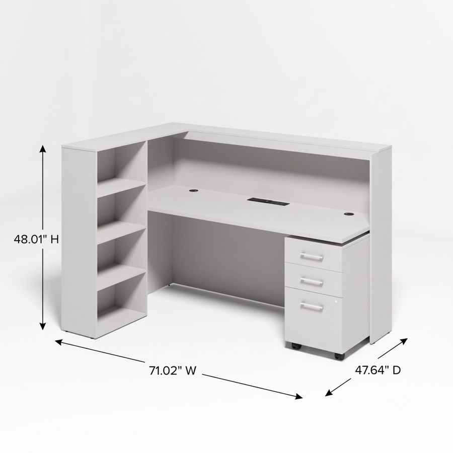 Saintcy Modern L-Shaped Reception Desk with Shelving