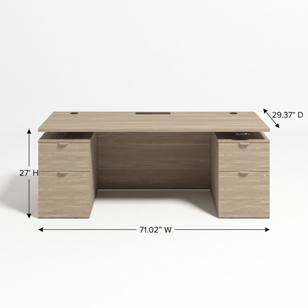 Saintcy Fluted Pedestal Standing Desk