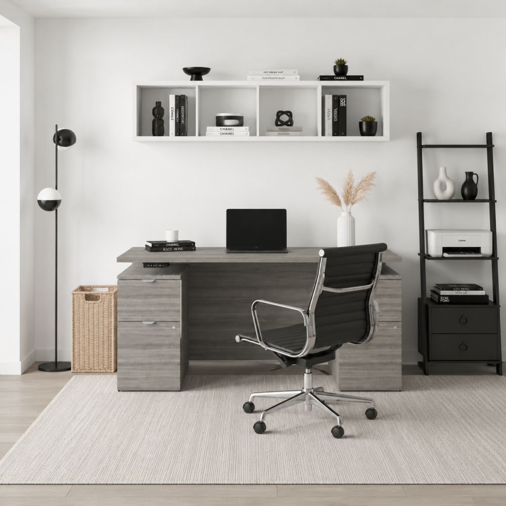 Saintcy Fluted Pedestal Standing Desk