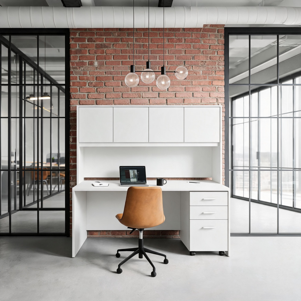 Saintcy Fluted Executive Desk with Hutch