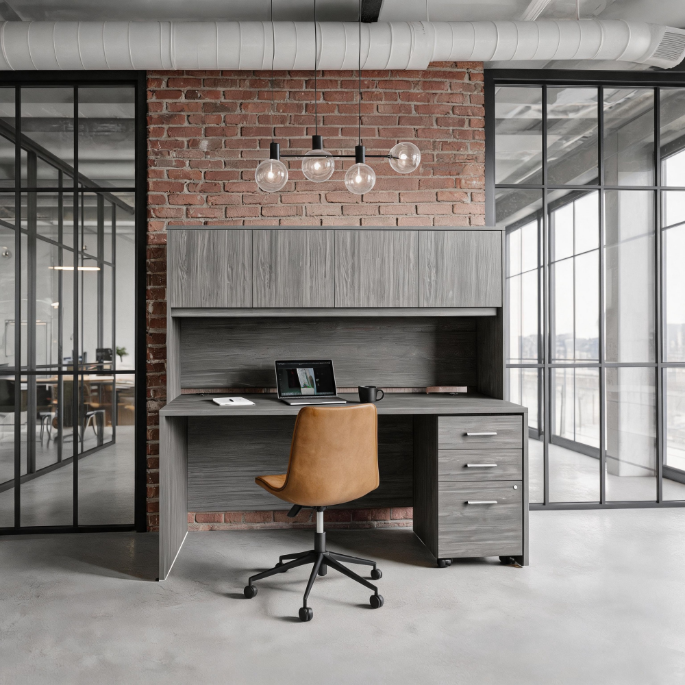 Saintcy Fluted Executive Desk with Hutch