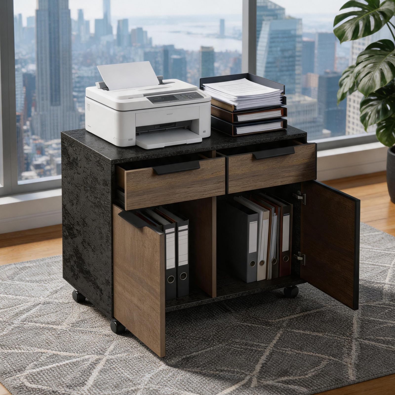 Saintcy D806 Luxury Executive L-Shaped Desk - 63" Modern Command Workstation with Mixed-Media Framing & Integrated Side Return