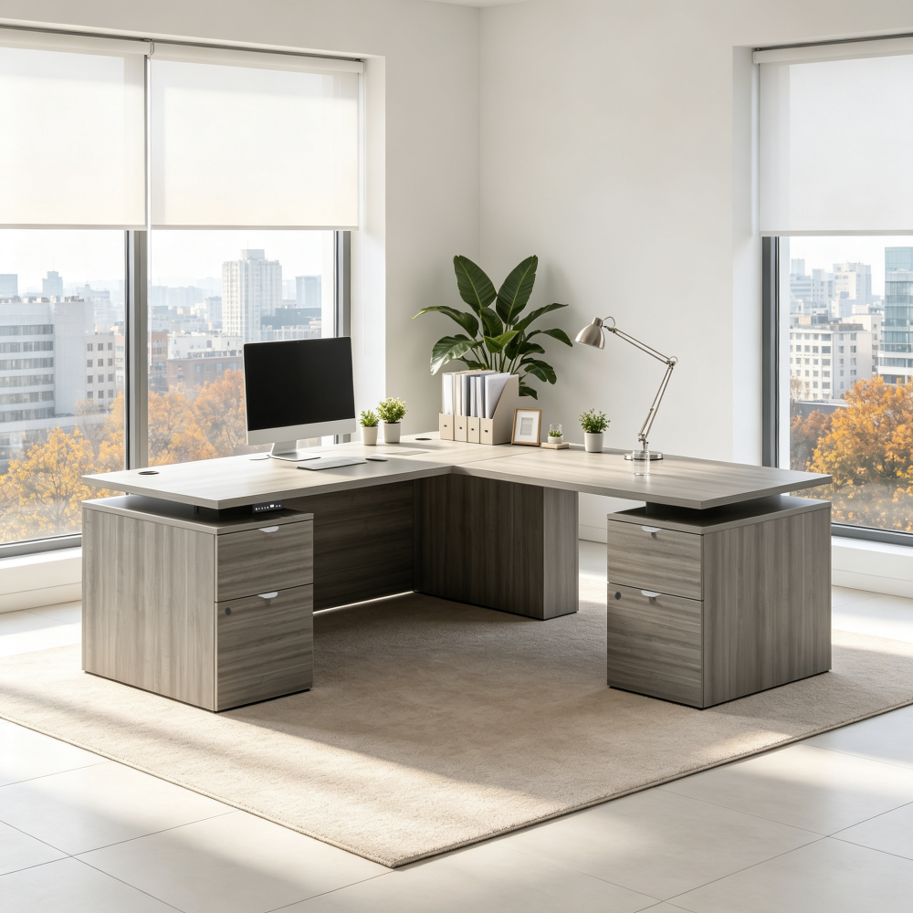 Saintcy Pedestal L-Shaped Standing Desk