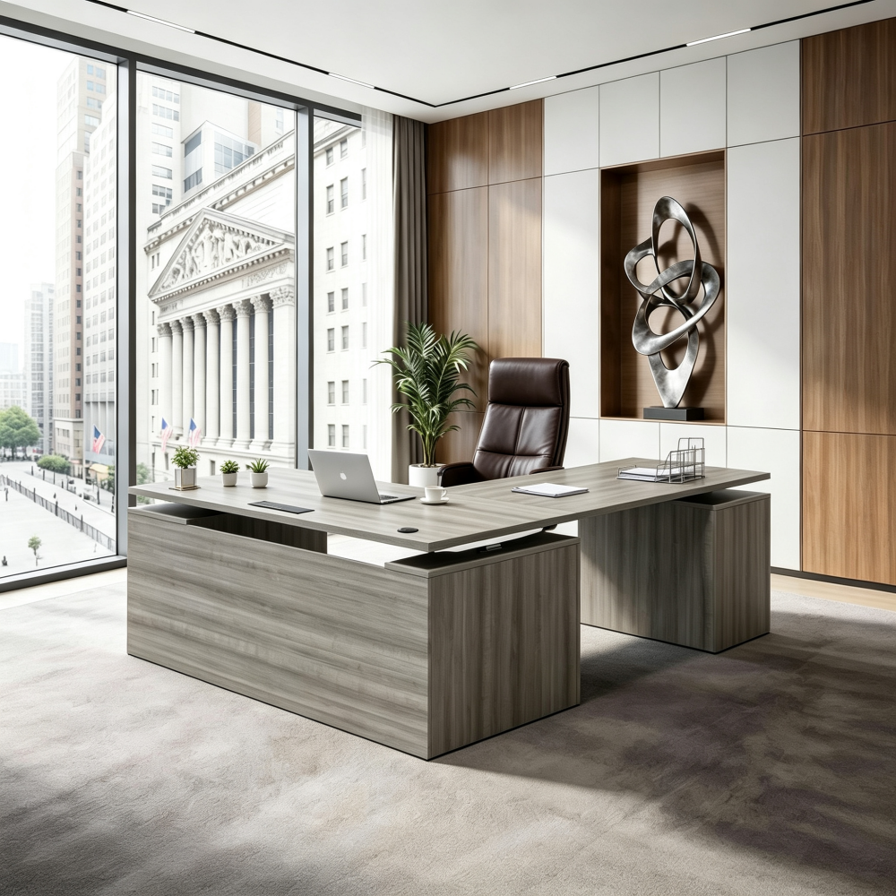 Saintcy Pedestal L-Shaped Standing Desk