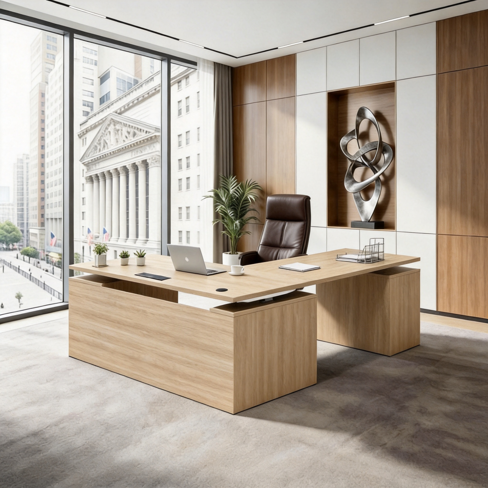 Saintcy Pedestal L-Shaped Standing Desk
