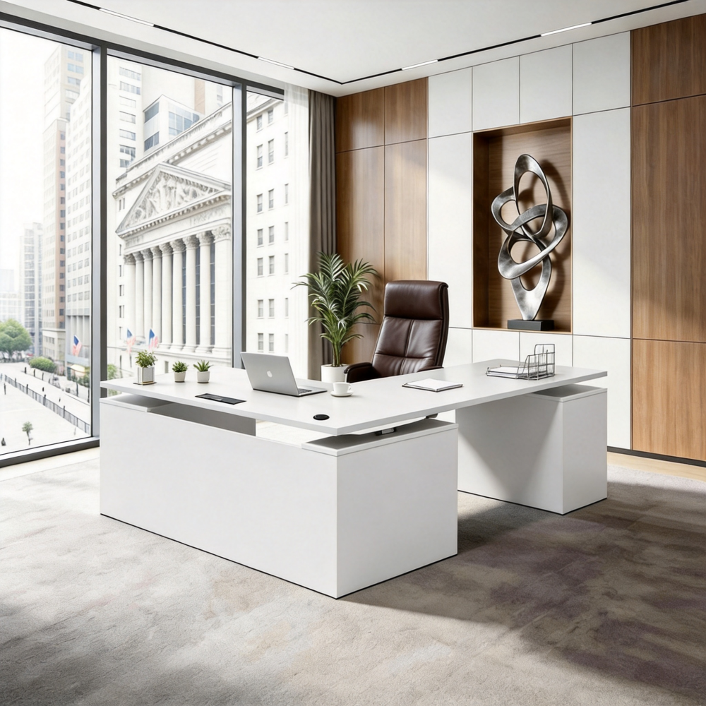 Saintcy Pedestal L-Shaped Standing Desk
