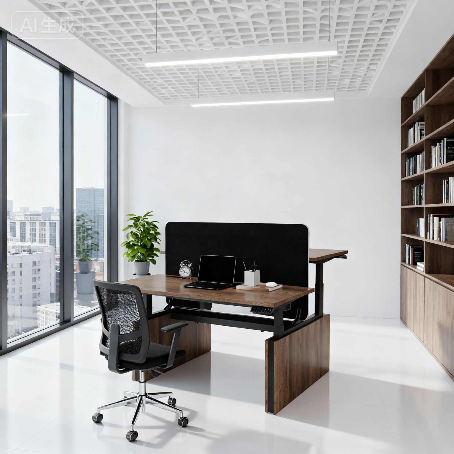 Saintcy IW009 55" Dual 2-Person Electric Standing Desk - Height Adjustable Chicago Industrial Workstation