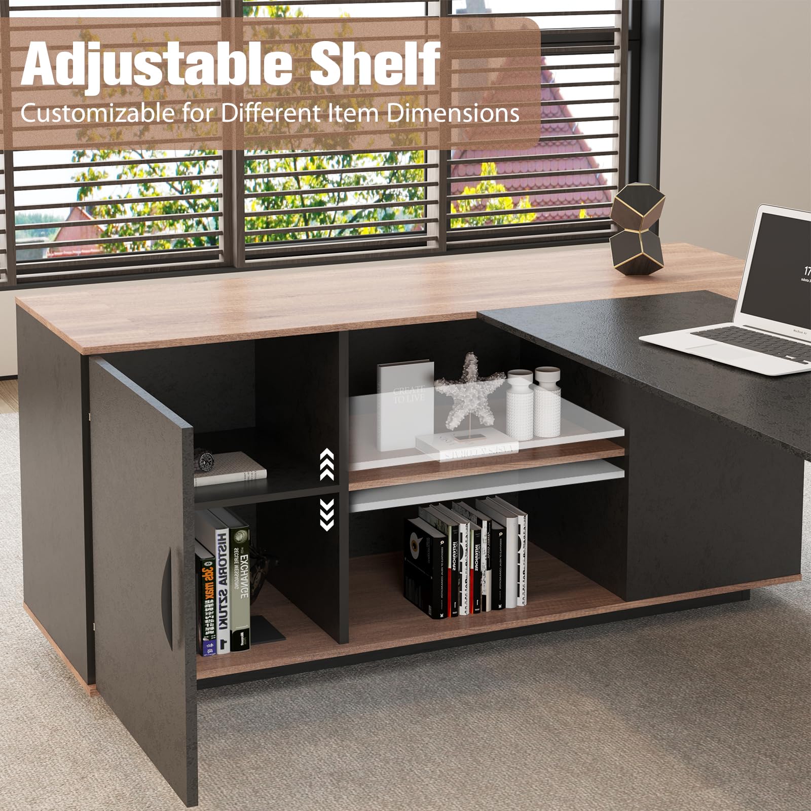Saintcy KJ001 Modern Architectural Executive Desk - Minimalist Industrial L-Shaped Managerial Workstation (1600 × 2000 × 750 mm)