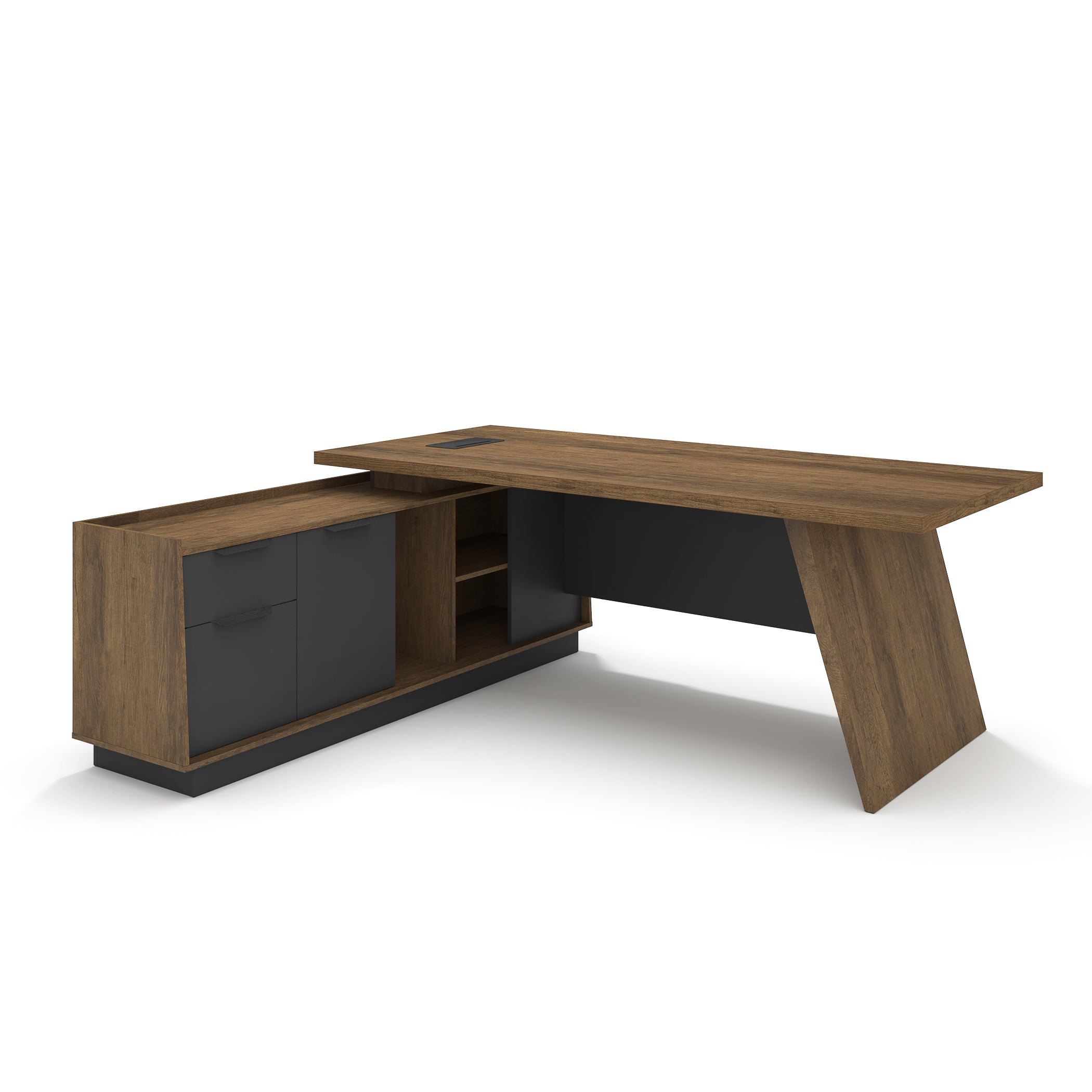Saintcy M2507 71"/79" L-Shaped Executive Desk with Side Return - Architectural Minimalist Office Workstation
