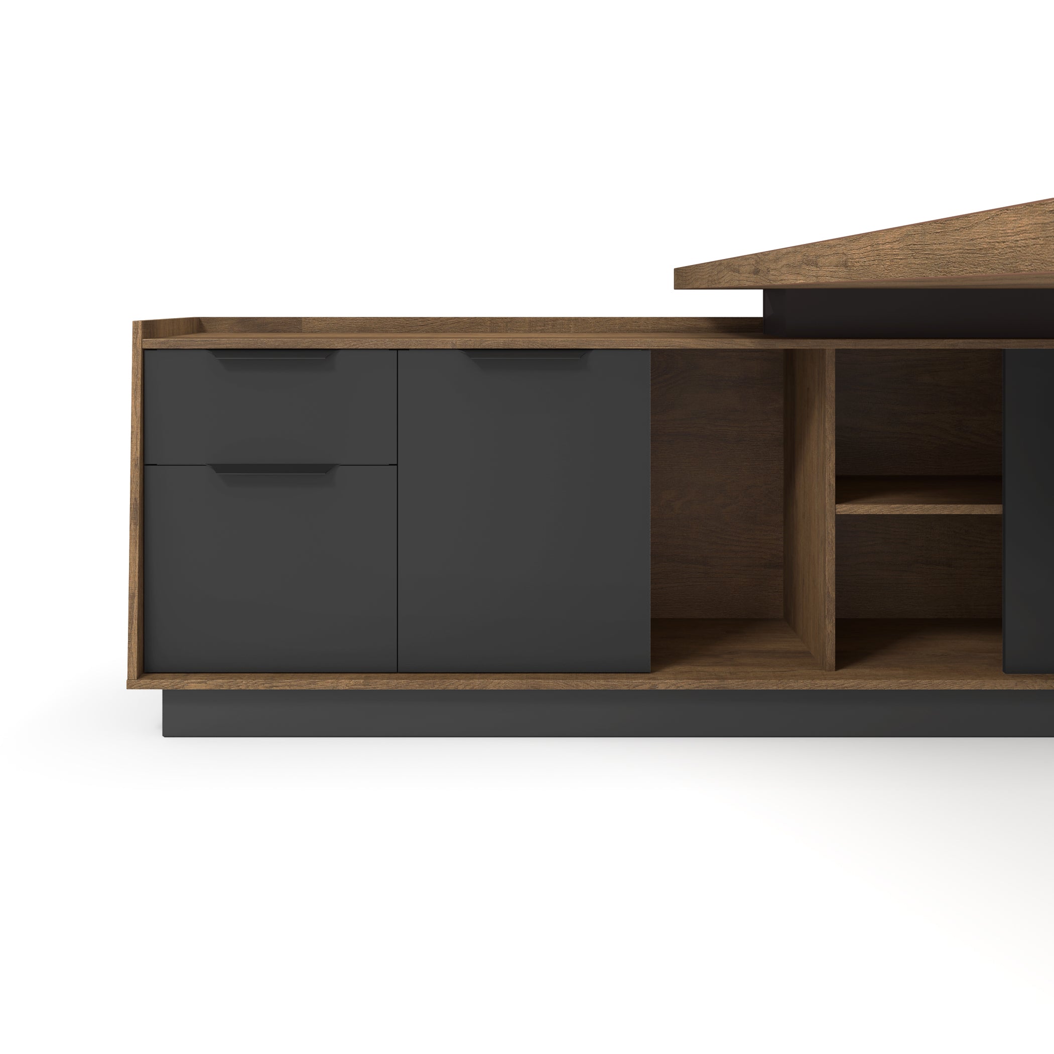 Saintcy M2507 71"/79" L-Shaped Executive Desk with Side Return - Architectural Minimalist Office Workstation