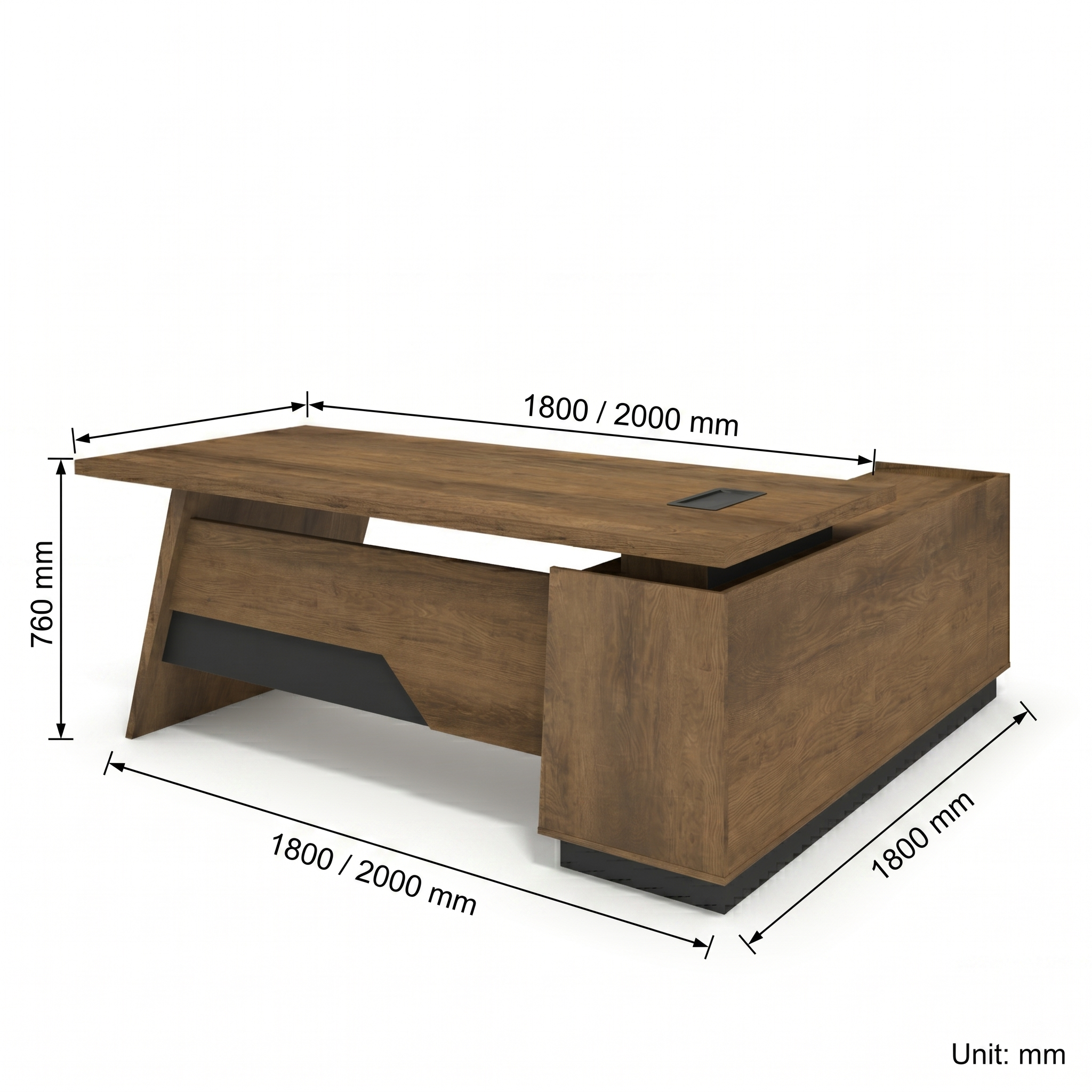 Saintcy M2507 71"/79" L-Shaped Executive Desk with Side Return - Architectural Minimalist Office Workstation
