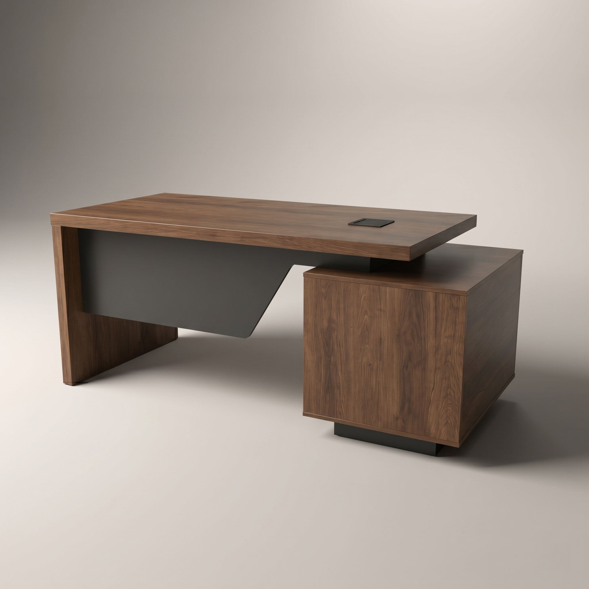 Saintcy M2508 Brown Oak Executive Desk - 63"/71" Architectural Minimalist Office Workstation