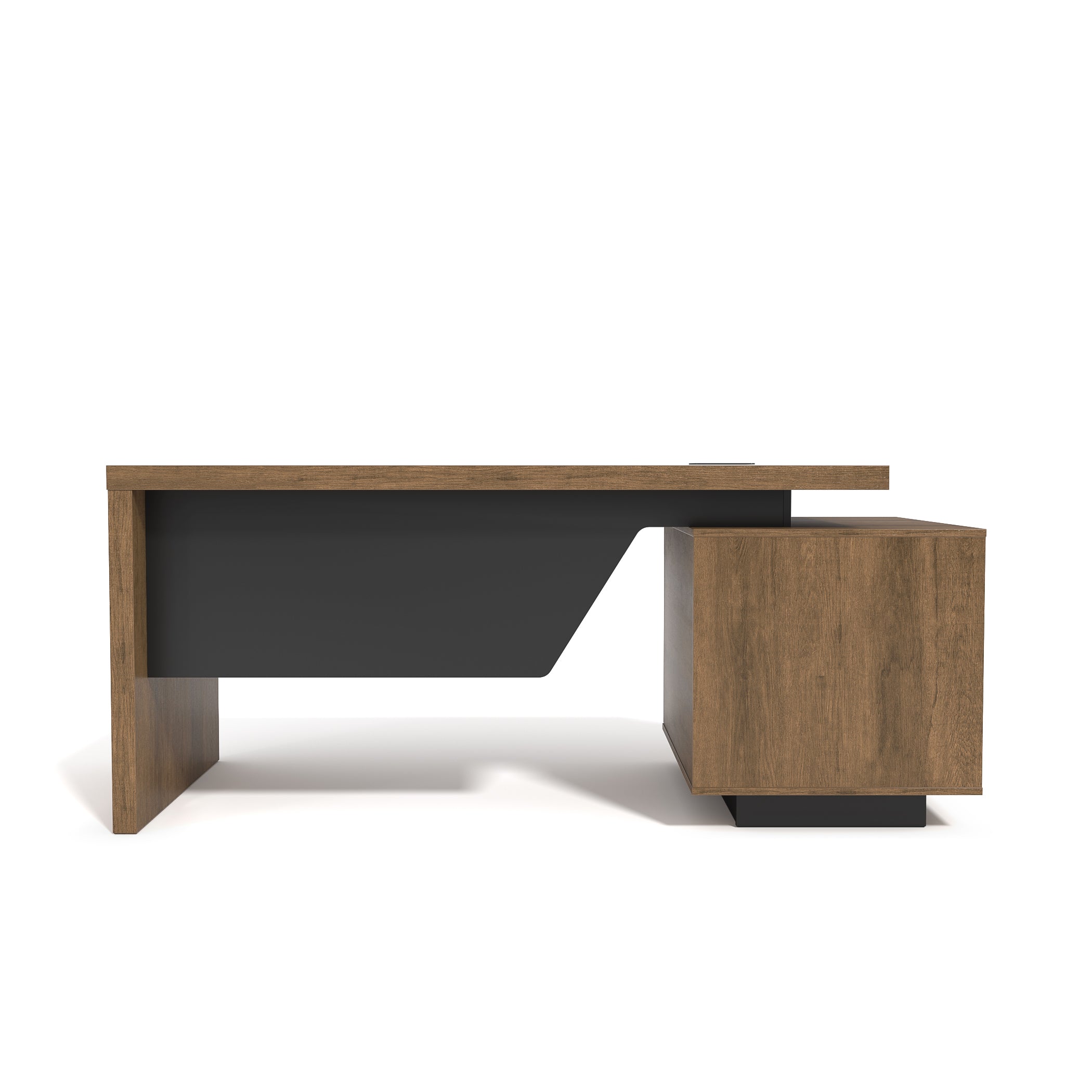 Saintcy M2508 Brown Oak Executive Desk - 63"/71" Architectural Minimalist Office Workstation