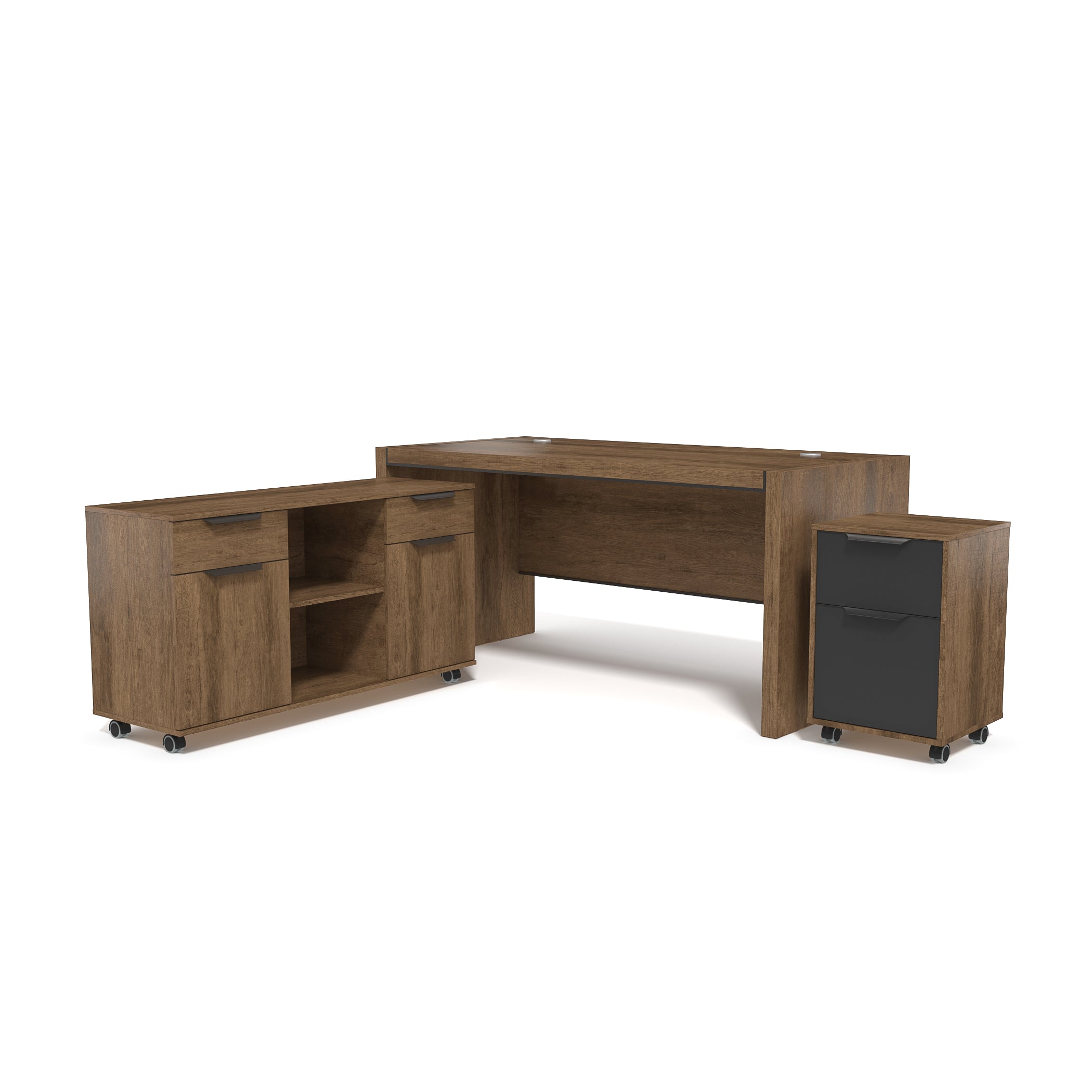 Saintcy M2509 Executive Desk System - 63"/71" Architectural Minimalist Workstation with Modular Mobile Storage