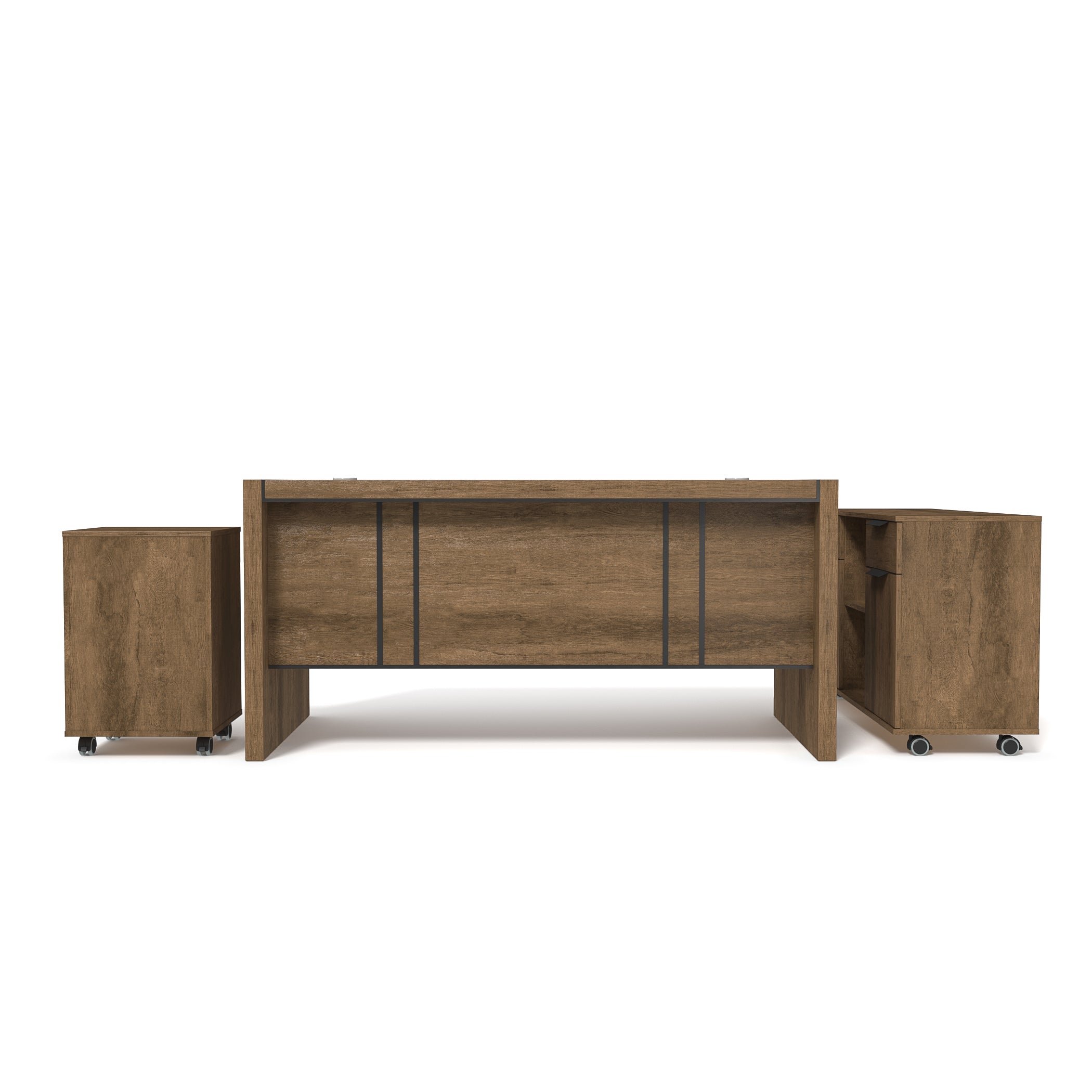 Saintcy M2509 Executive Desk System - 63"/71" Architectural Minimalist Workstation with Modular Mobile Storage
