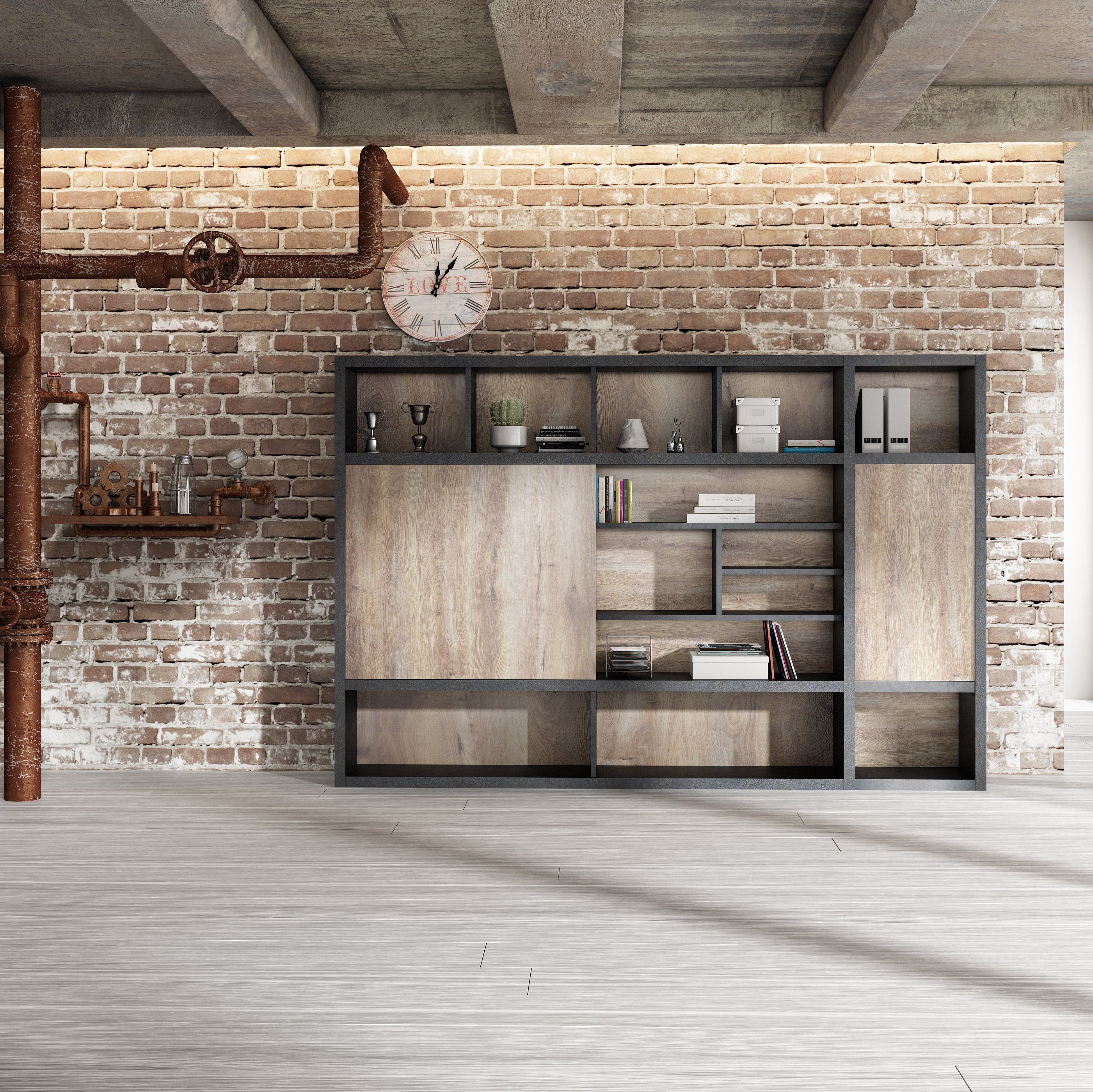 Saintcy NS & NT Series Modern Executive Bookcase & Credenza Suite - Premium Office Display Cabinet with Glass Doors and Closed Storage