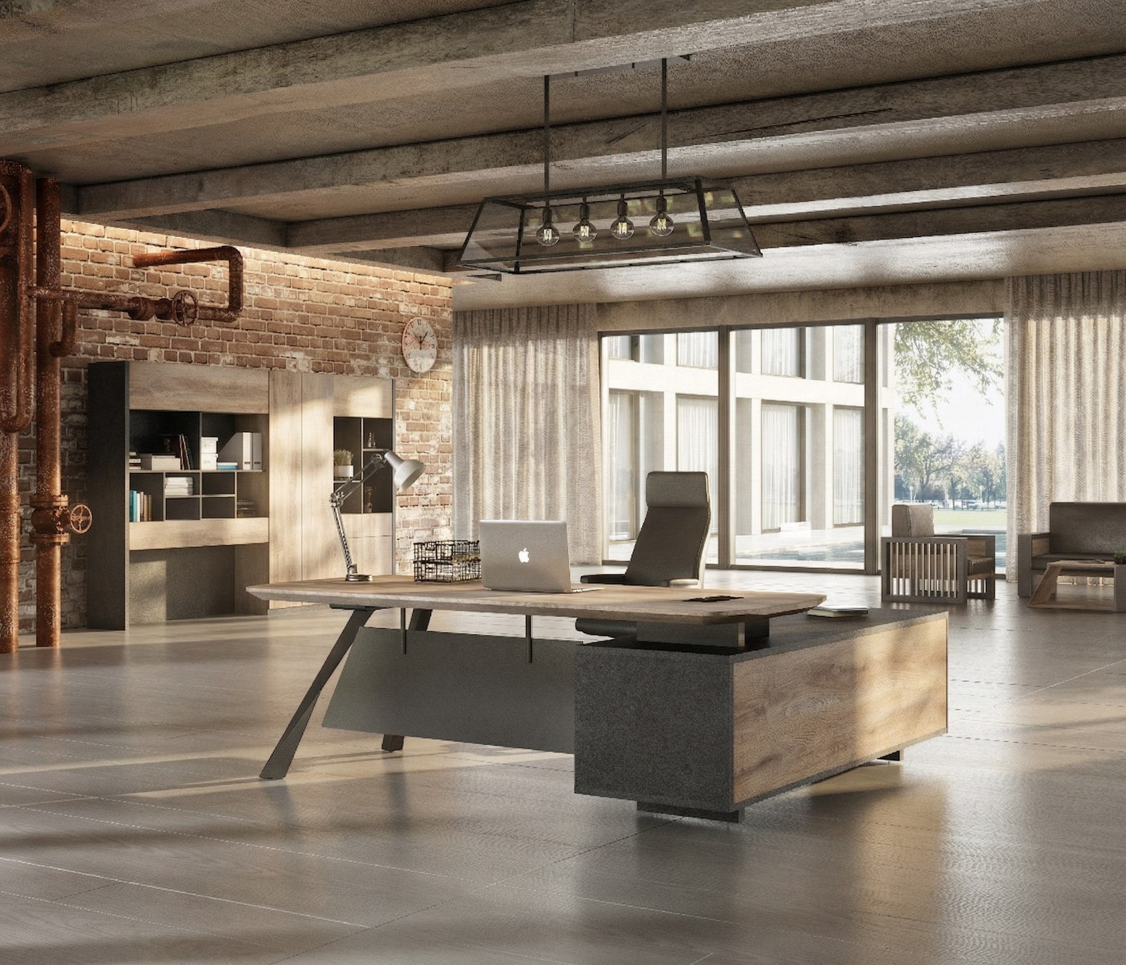 Saintcy Modern Architectural Executive Desk - Large L-Shaped Industrial Office Suite ($2200 \times 2000$ mm)