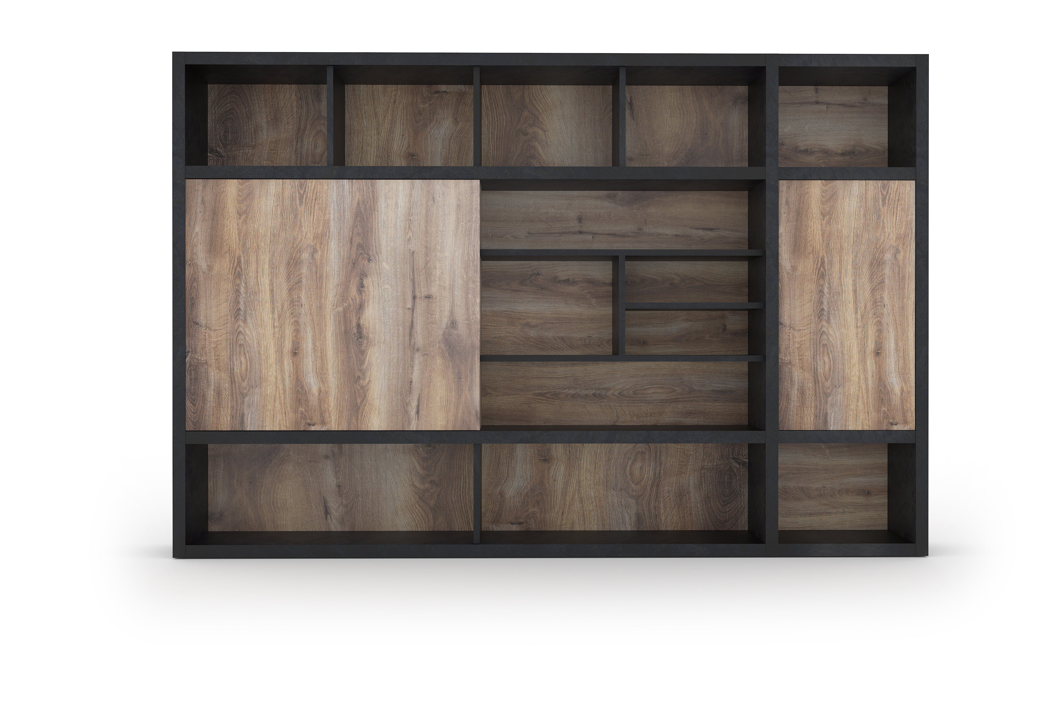Saintcy NS & NT Series Modern Executive Bookcase & Credenza Suite - Premium Office Display Cabinet with Glass Doors and Closed Storage