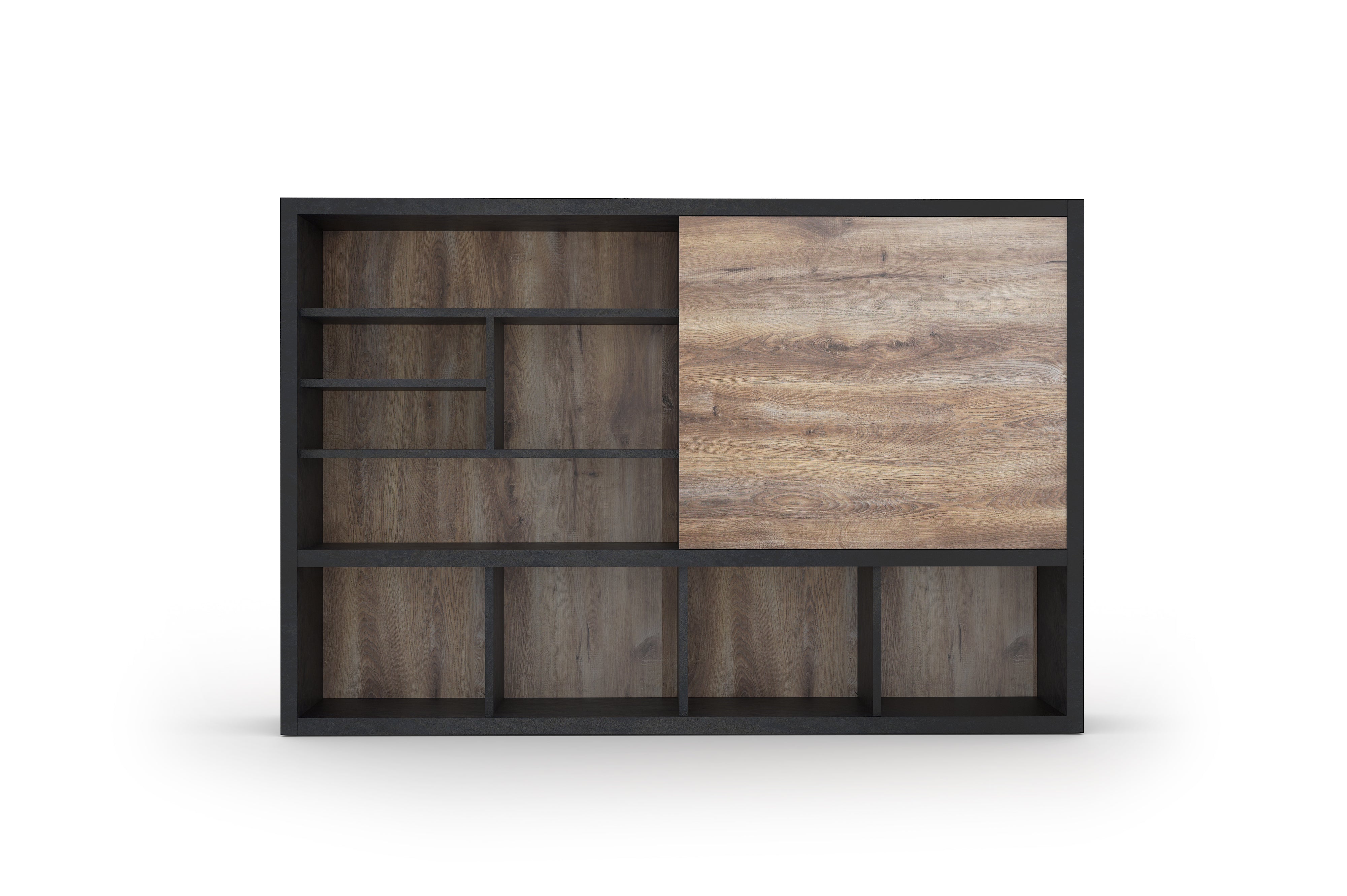 Saintcy NS & NT Series Modern Executive Bookcase & Credenza Suite - Premium Office Display Cabinet with Glass Doors and Closed Storage