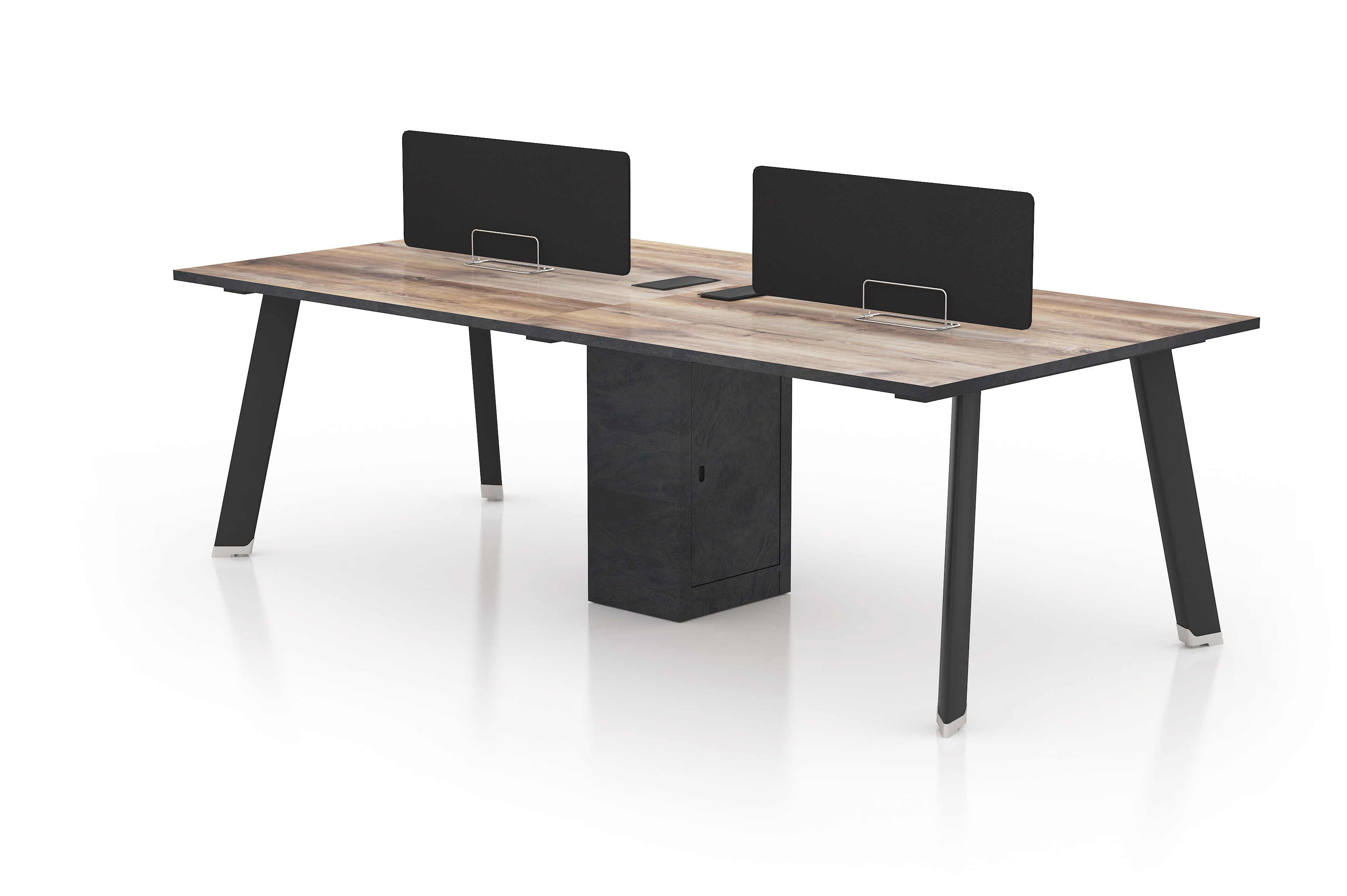 Saintcy NW0011 94" 4-Person Open-Plan Workstation with Privacy Screens - Chicago Industrial Office Desk System