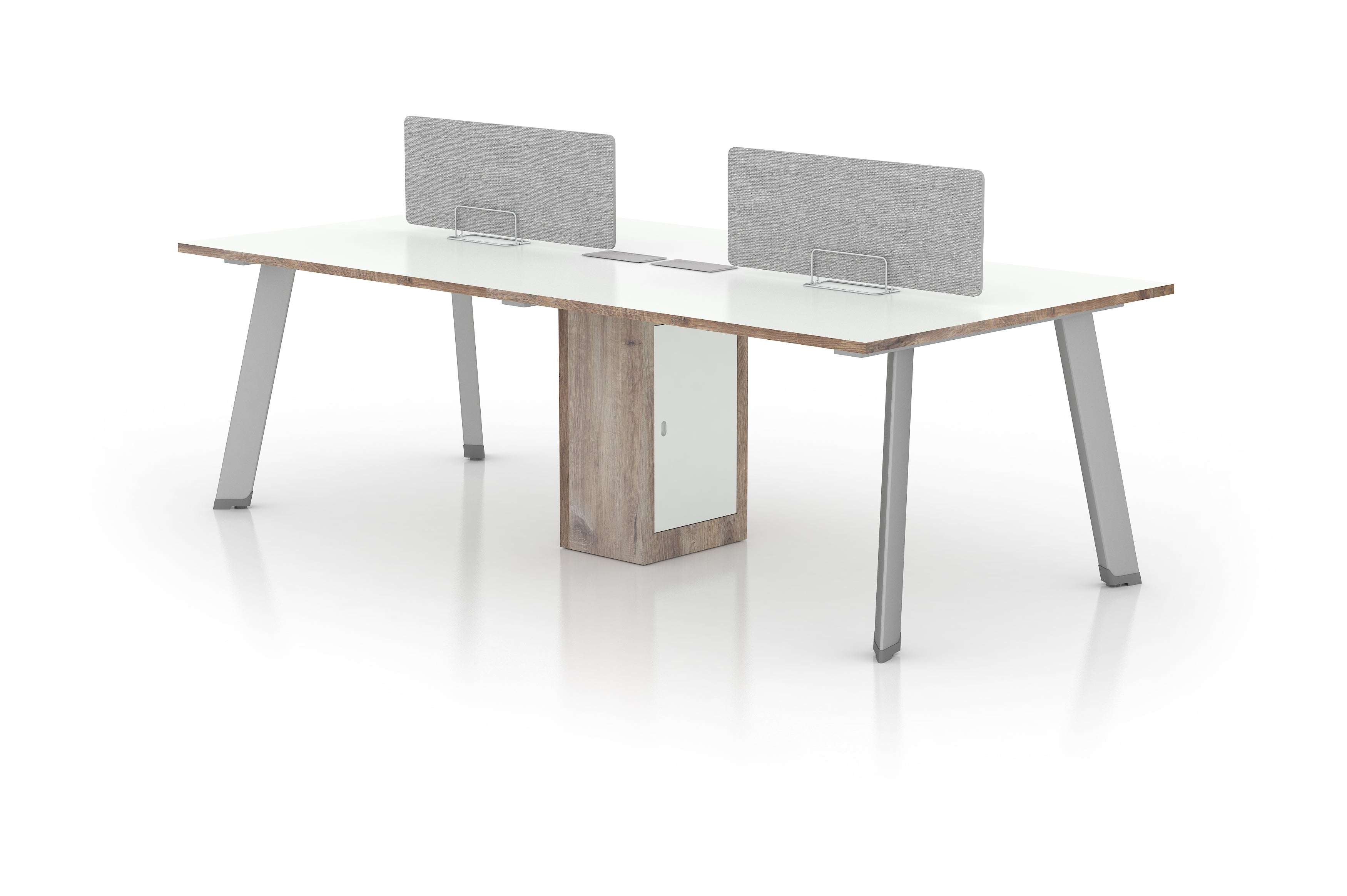 Saintcy NW0011 94" 4-Person Open-Plan Workstation with Privacy Screens - Chicago Industrial Office Desk System