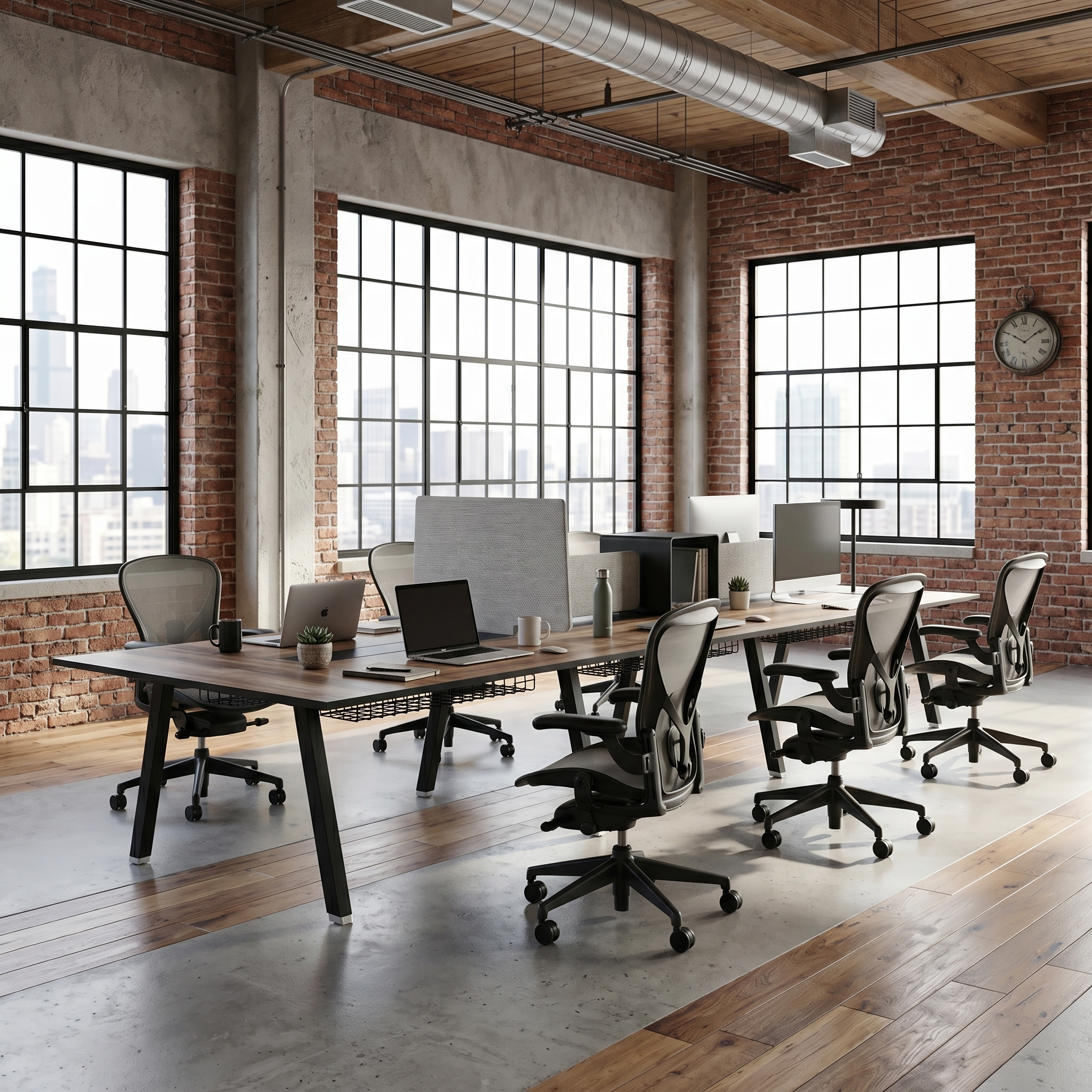 Saintcy NW016 212" 6-Person Open-Plan Workstation Bench - Chicago Industrial Executive Office Desk System