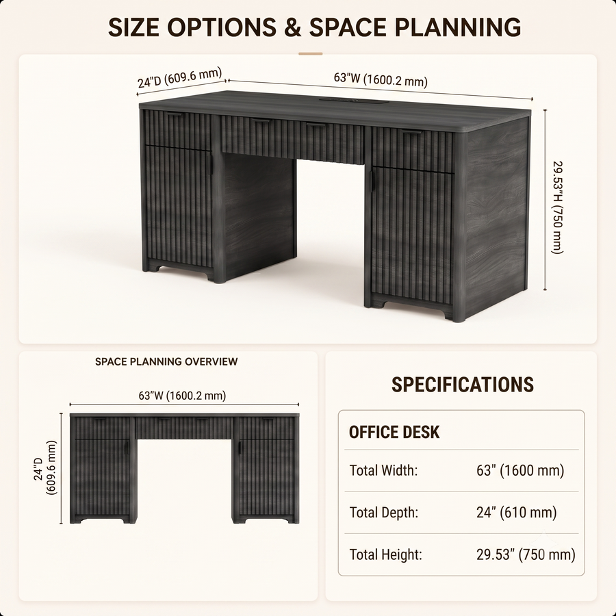 Saintcy Fluted Studio Desk