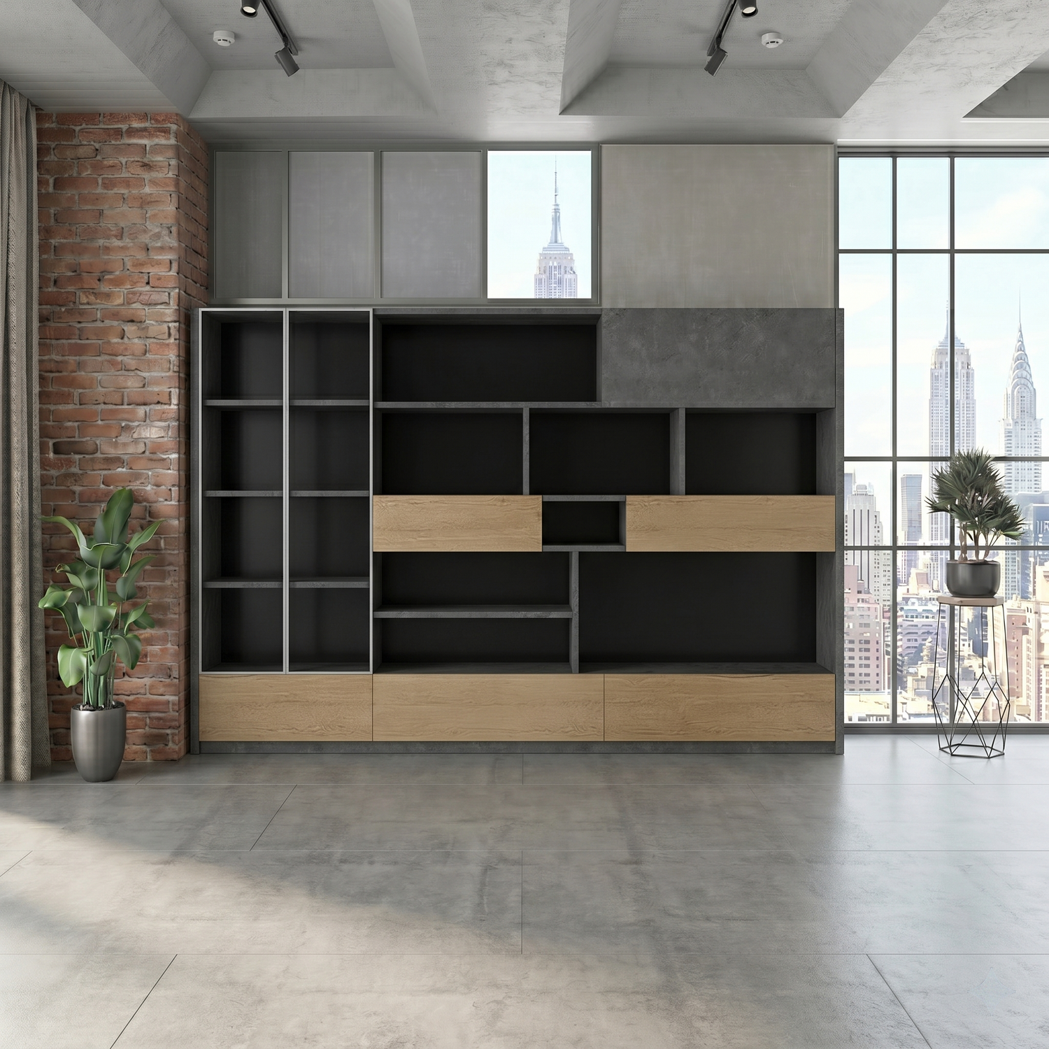 SAINTCY Architectural Executive Bookcase - Large 3.0m Modular Display Wall Cabinet