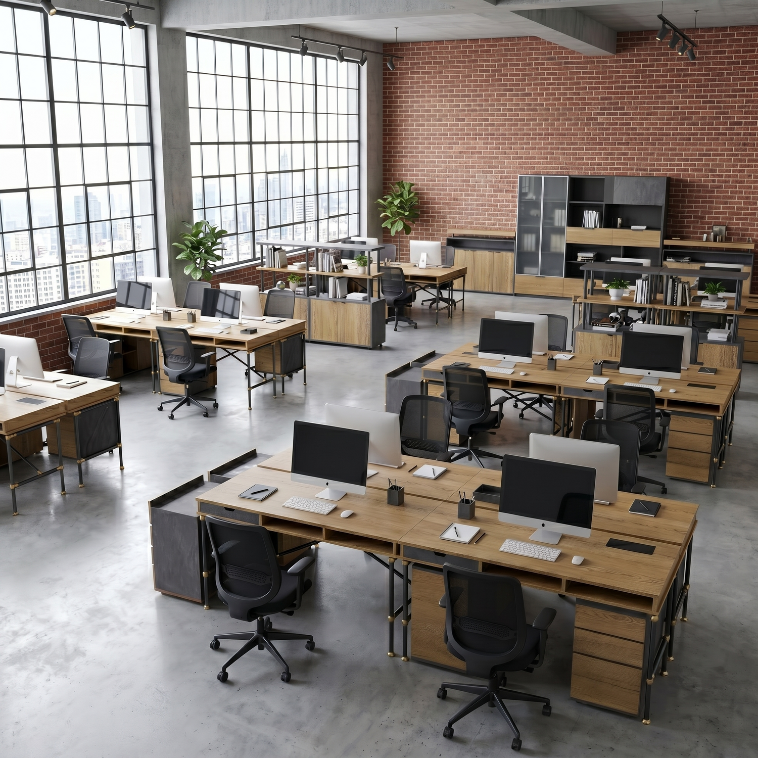 Saintcy PW002 Industrial Pipe-Leg Office Desk - Compact Modern Workstation with Modular Storage (1200mm/1400mm)