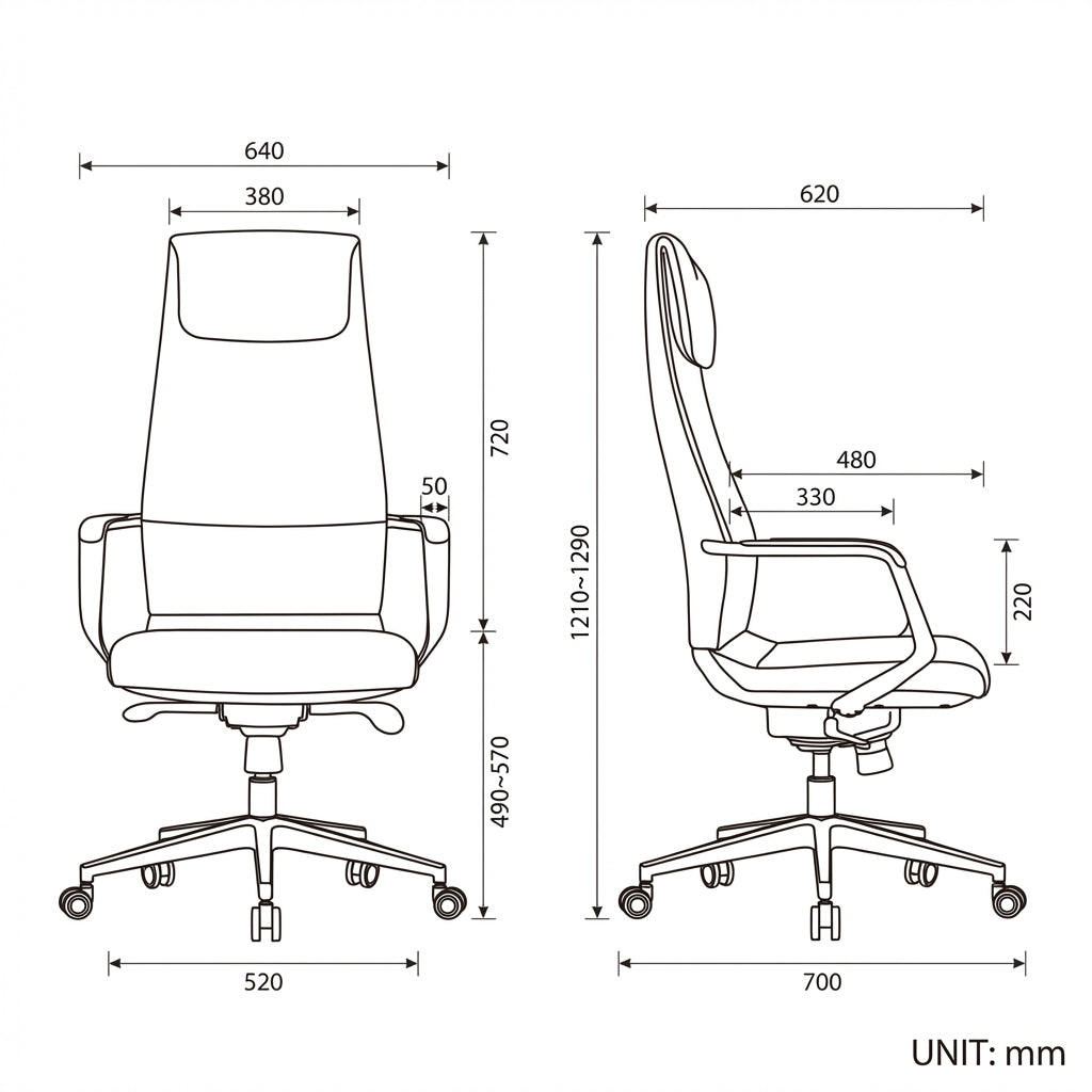 Saintcy High-Back Executive Office Chair with Aluminum Base and Multi-Function Tilt Mechanism