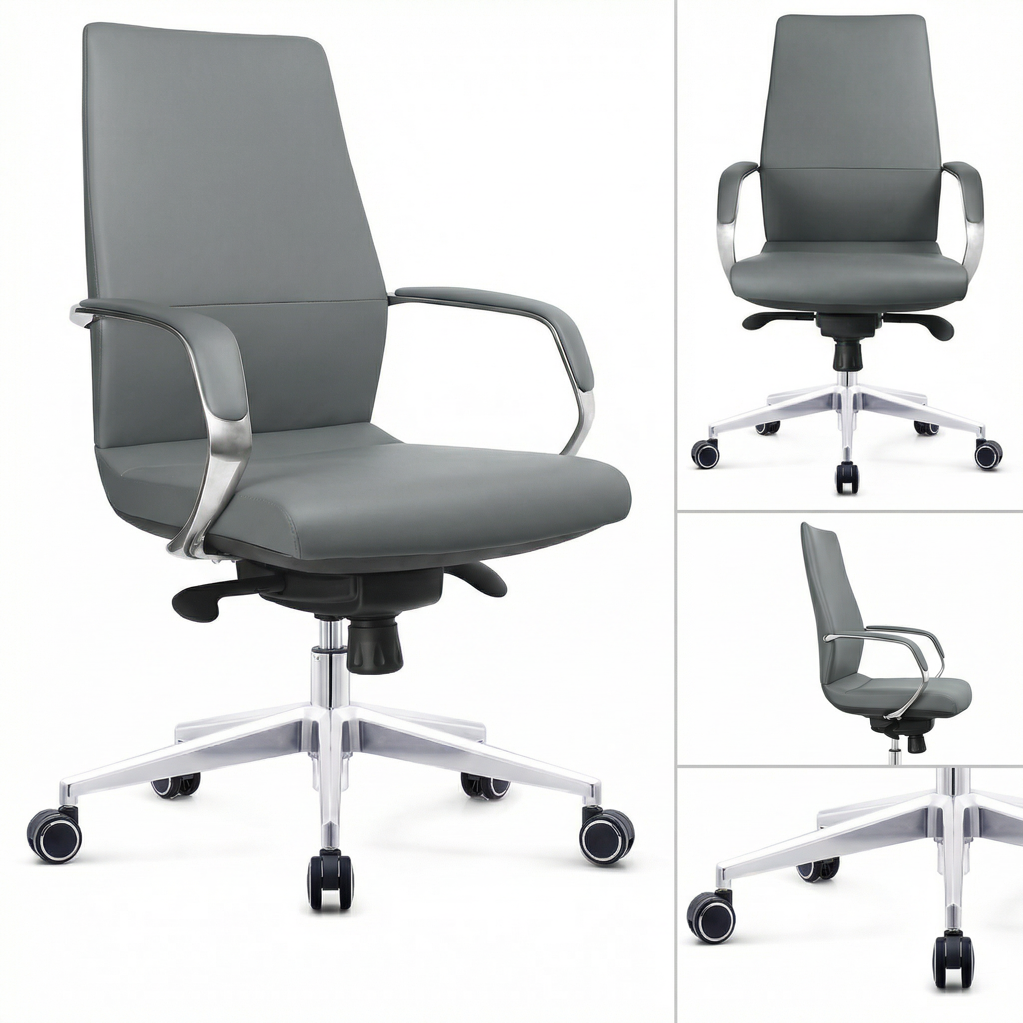 Saintcy High-Back Executive Office Chair with Aluminum Base and Multi-Function Tilt Mechanism