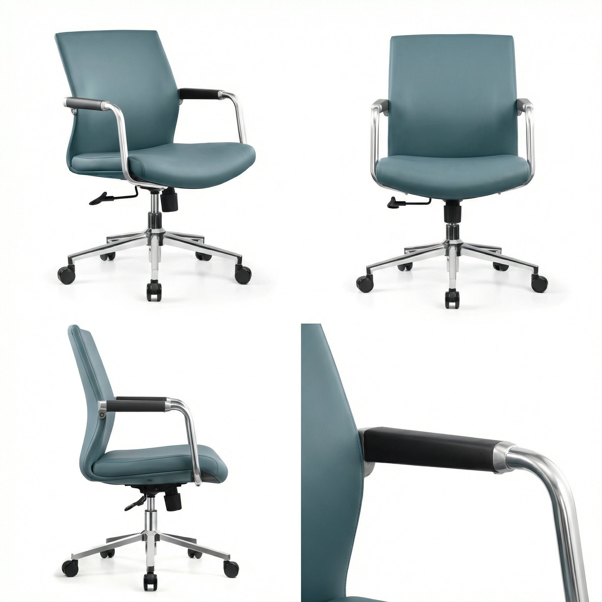 saintcy Modern Executive Task Chair with Chrome Frame & Eco PU Upholstery | Height Adjustable