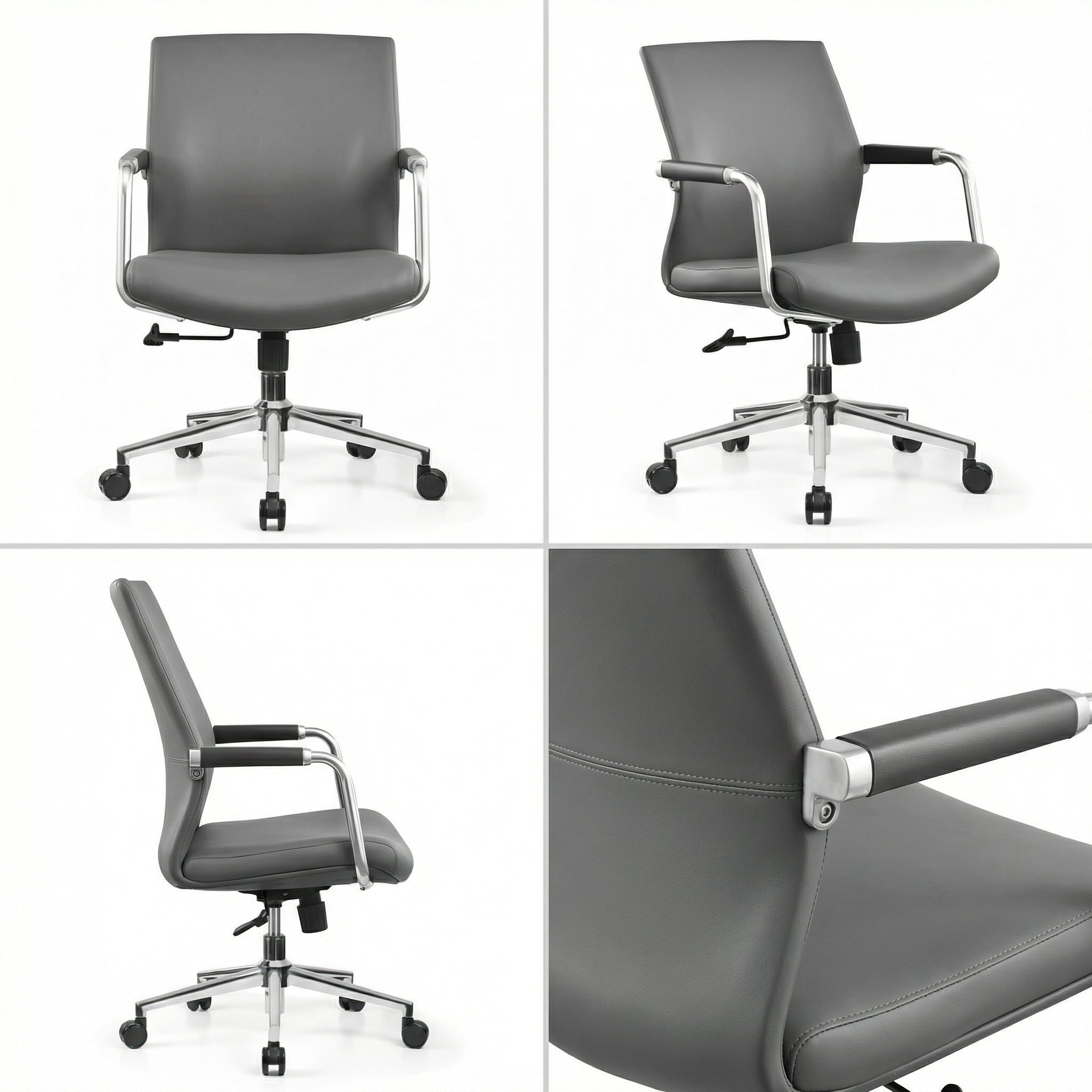 saintcy Modern Executive Task Chair with Chrome Frame & Eco PU Upholstery | Height Adjustable
