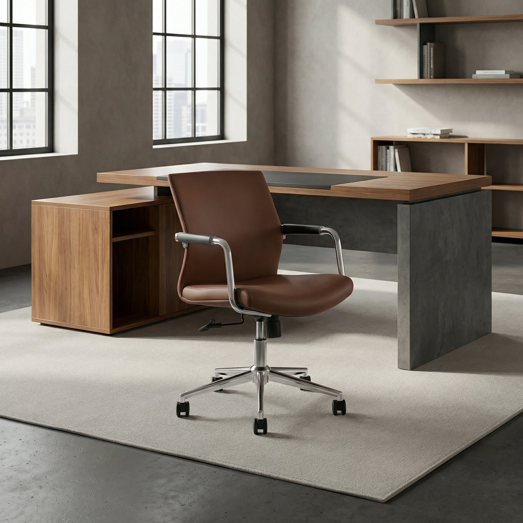 saintcy Modern Executive Task Chair with Chrome Frame & Eco PU Upholstery | Height Adjustable