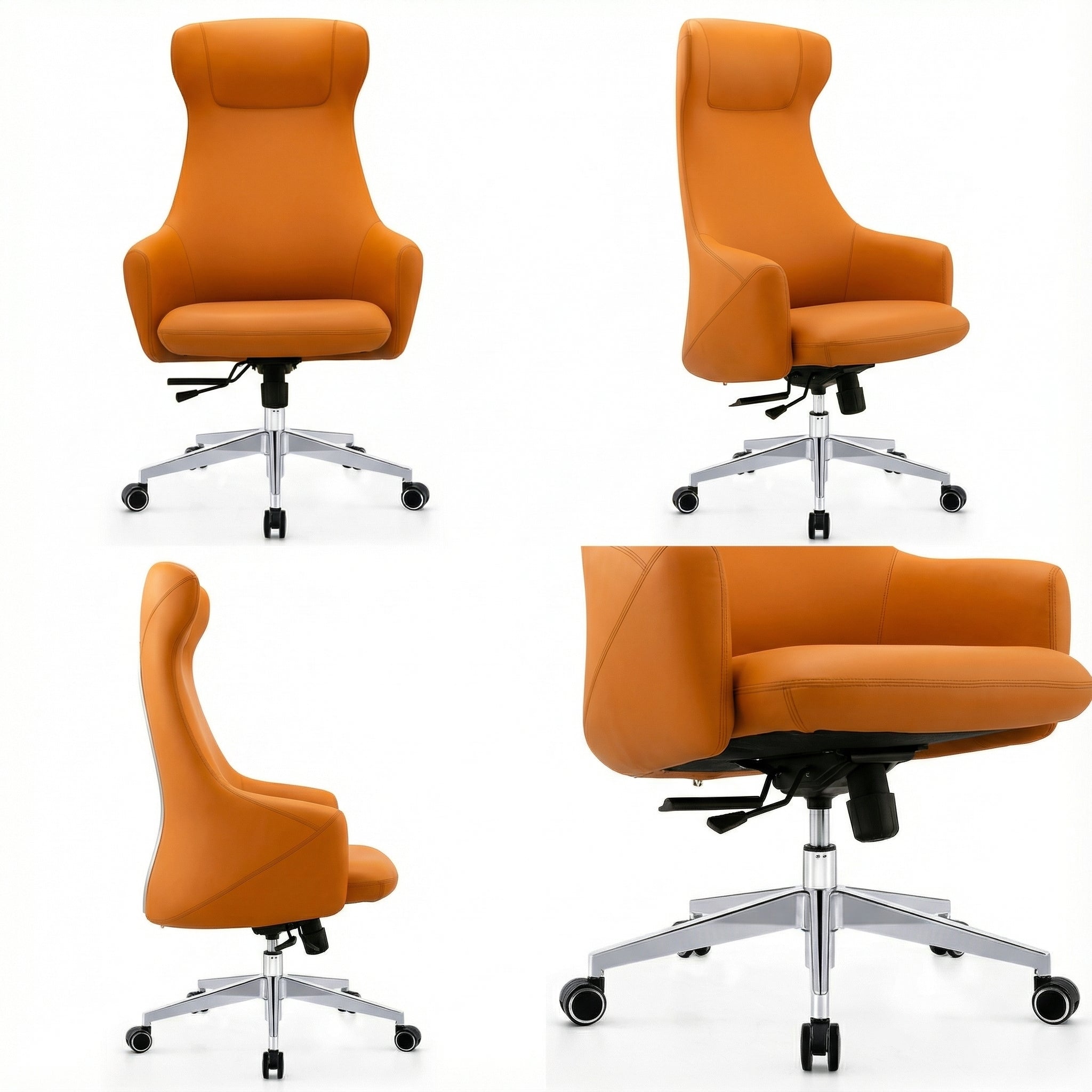 Saintcy High-Back Executive Office Chair with Upholstered Armrests and Aluminum Base