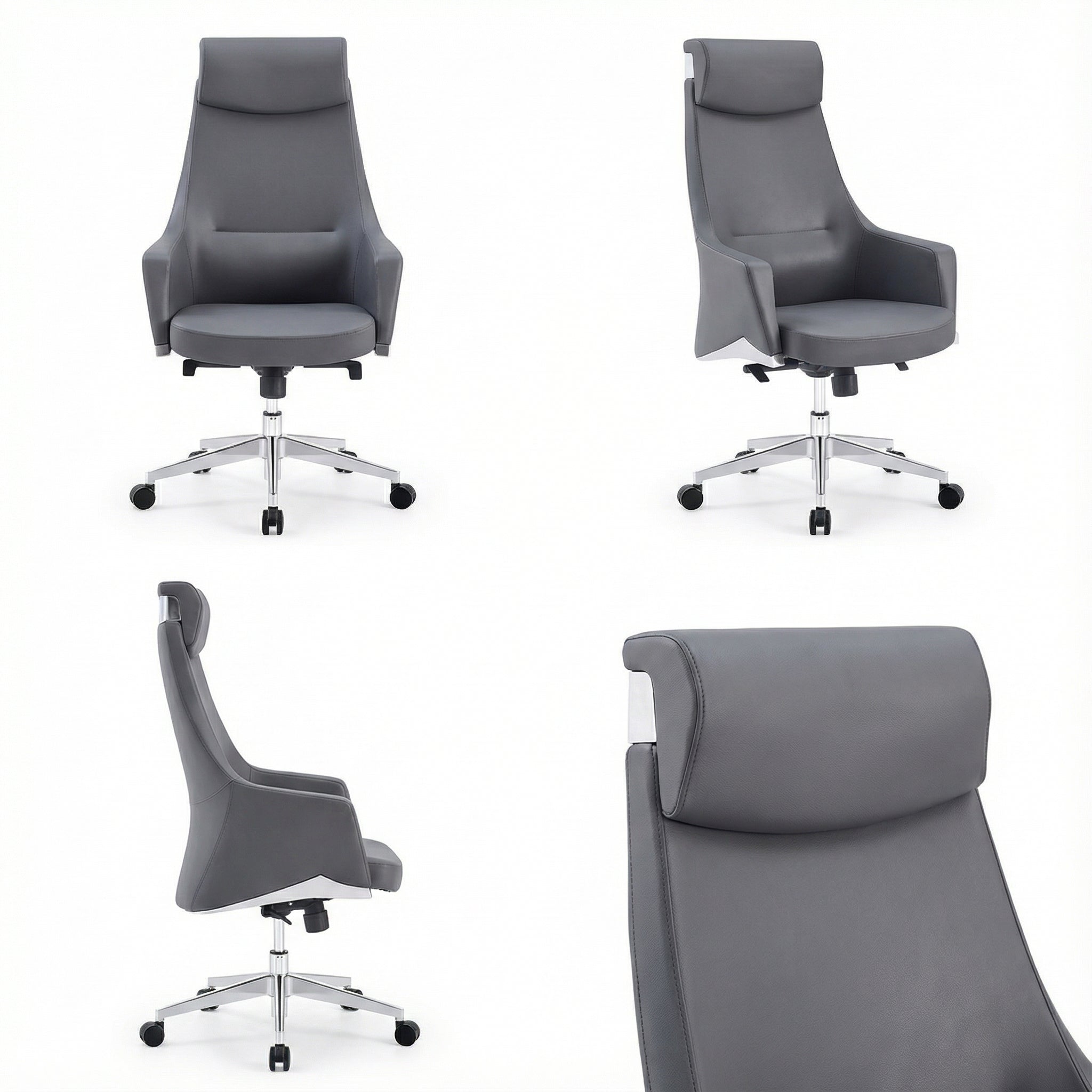 Saintcy High-Back Executive Office Chair with Upholstered Armrests and Aluminum Base