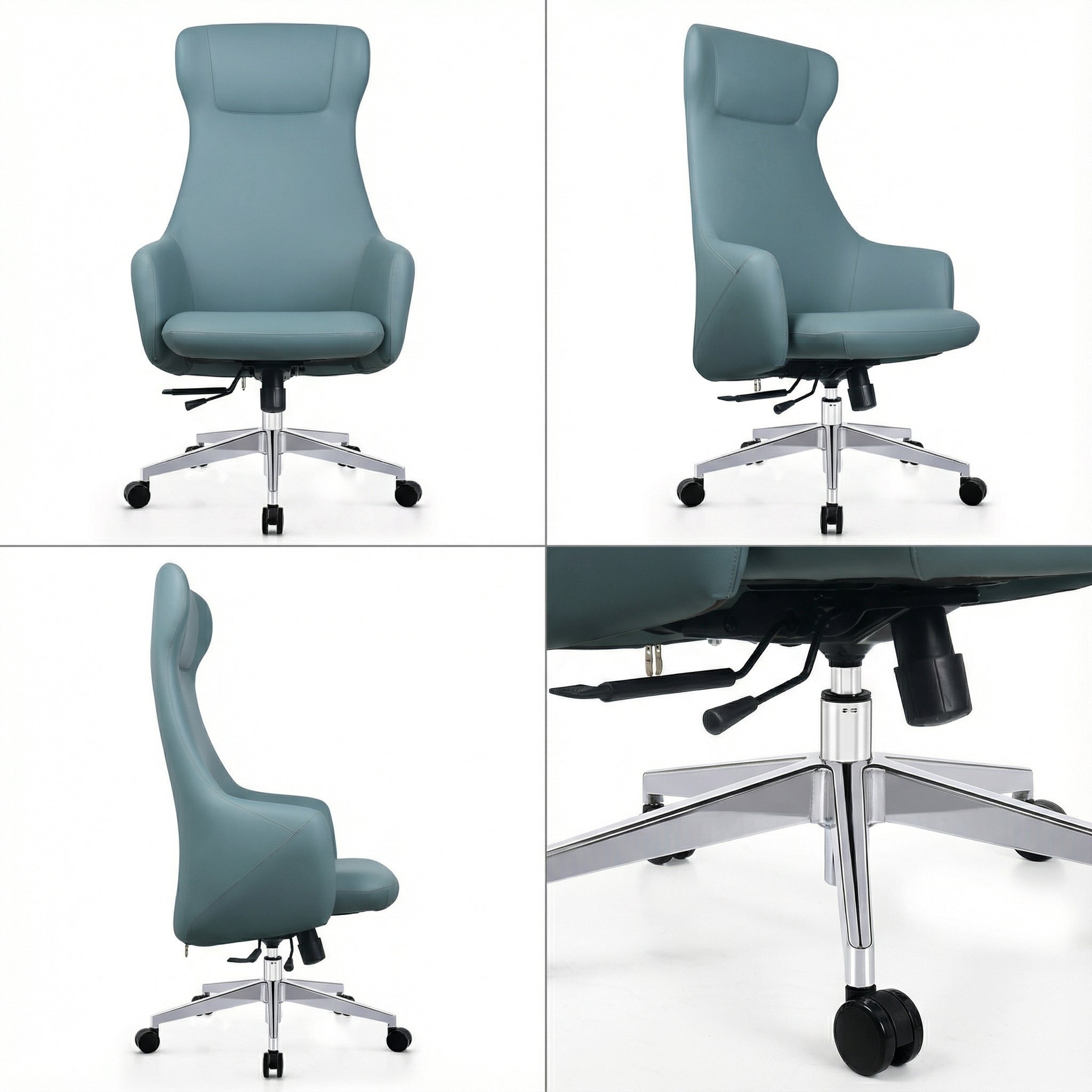 Saintcy High-Back Executive Office Chair with Upholstered Armrests and Aluminum Base