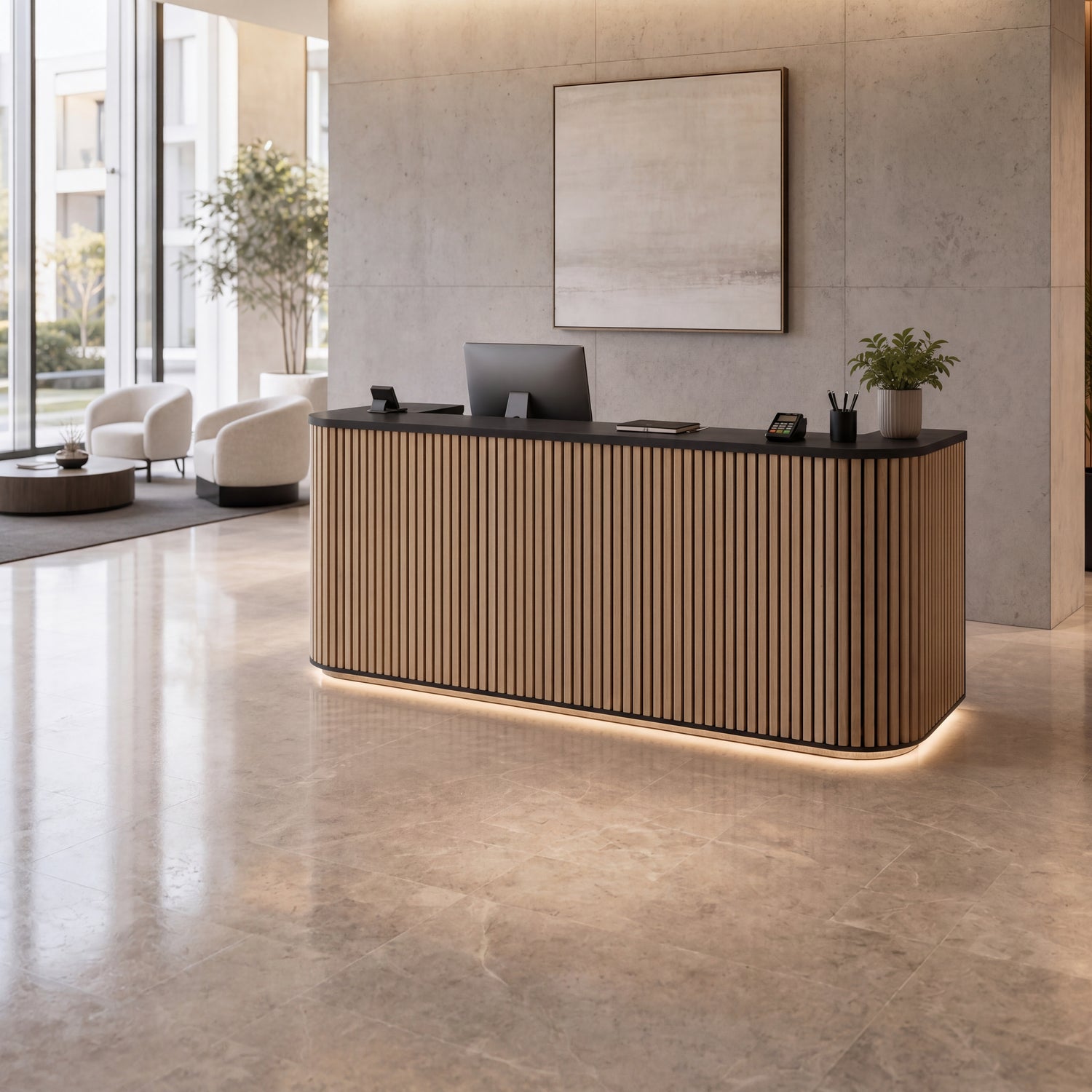 Saintcy Radius Fluted Reception Desk