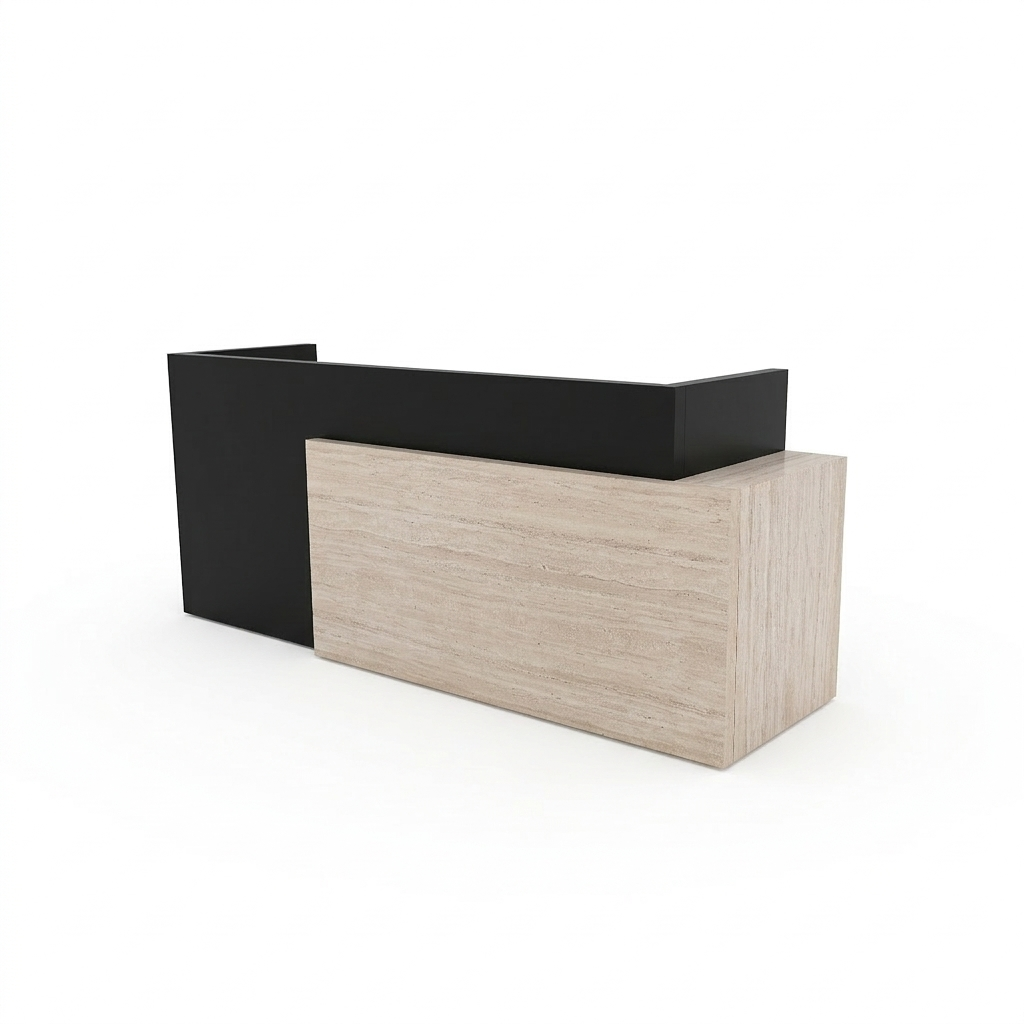 SAINTCY Modern Large Reception Desk - Professional Dual-Tier Front Counter (2200mm/2400mm)