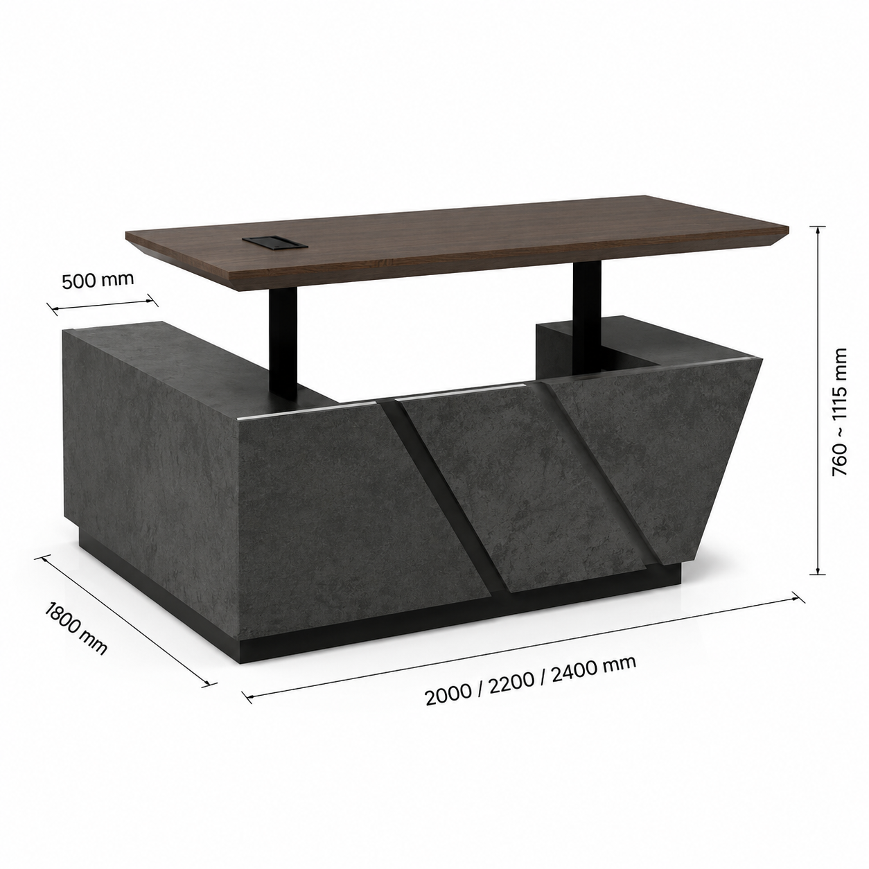 X8802 L-Shaped Executive Desk with Storage & Power Outlets | SAINTCY