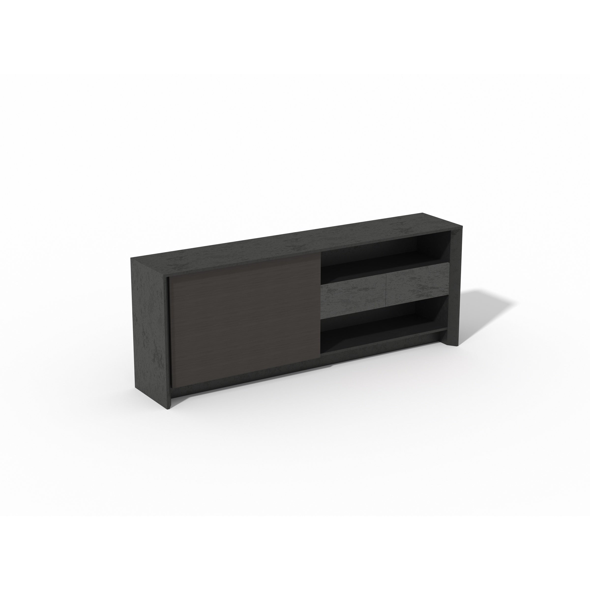 Saintcy XS003 Modern Executive Low Bookcase - 2.0m Office Sideboard Cabinet with Sliding Door and Terracotta Accent Drawers